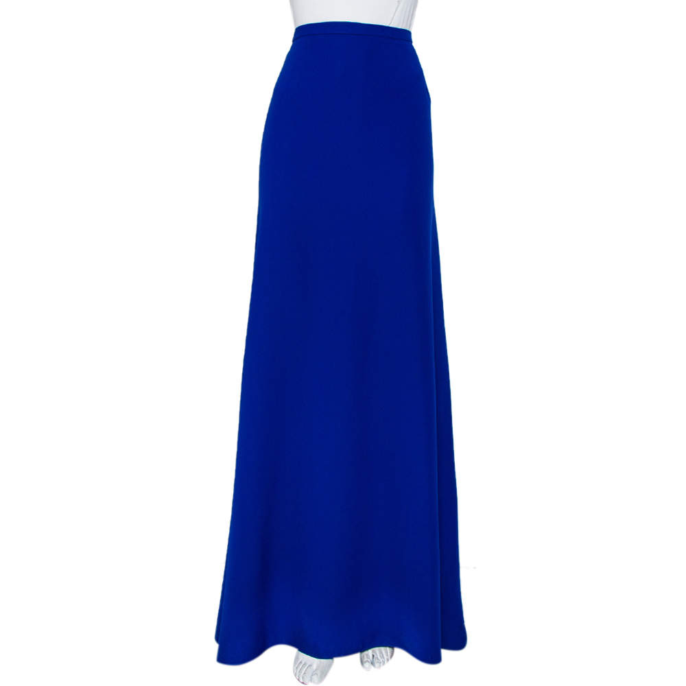 Pre Owned Armani Collezioni Blue Crepe Maxi Skirt M