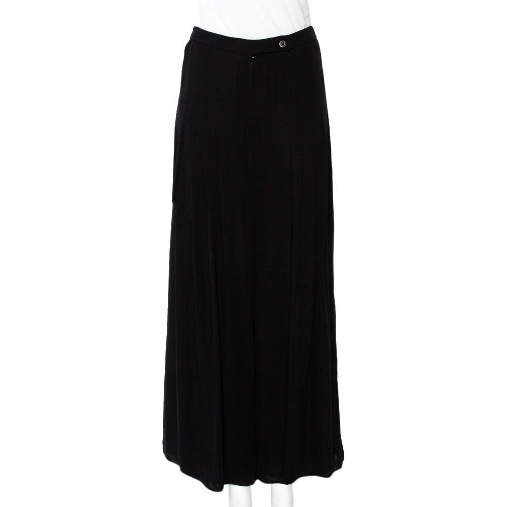 Pre Owned Armani Collezioni Black Georgette Pleated Palazzo Pants S