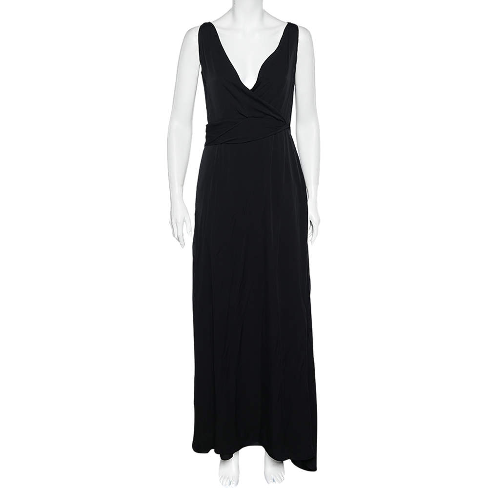 Armani Collezioni Black Silk Sleeveless Maxi Dress M