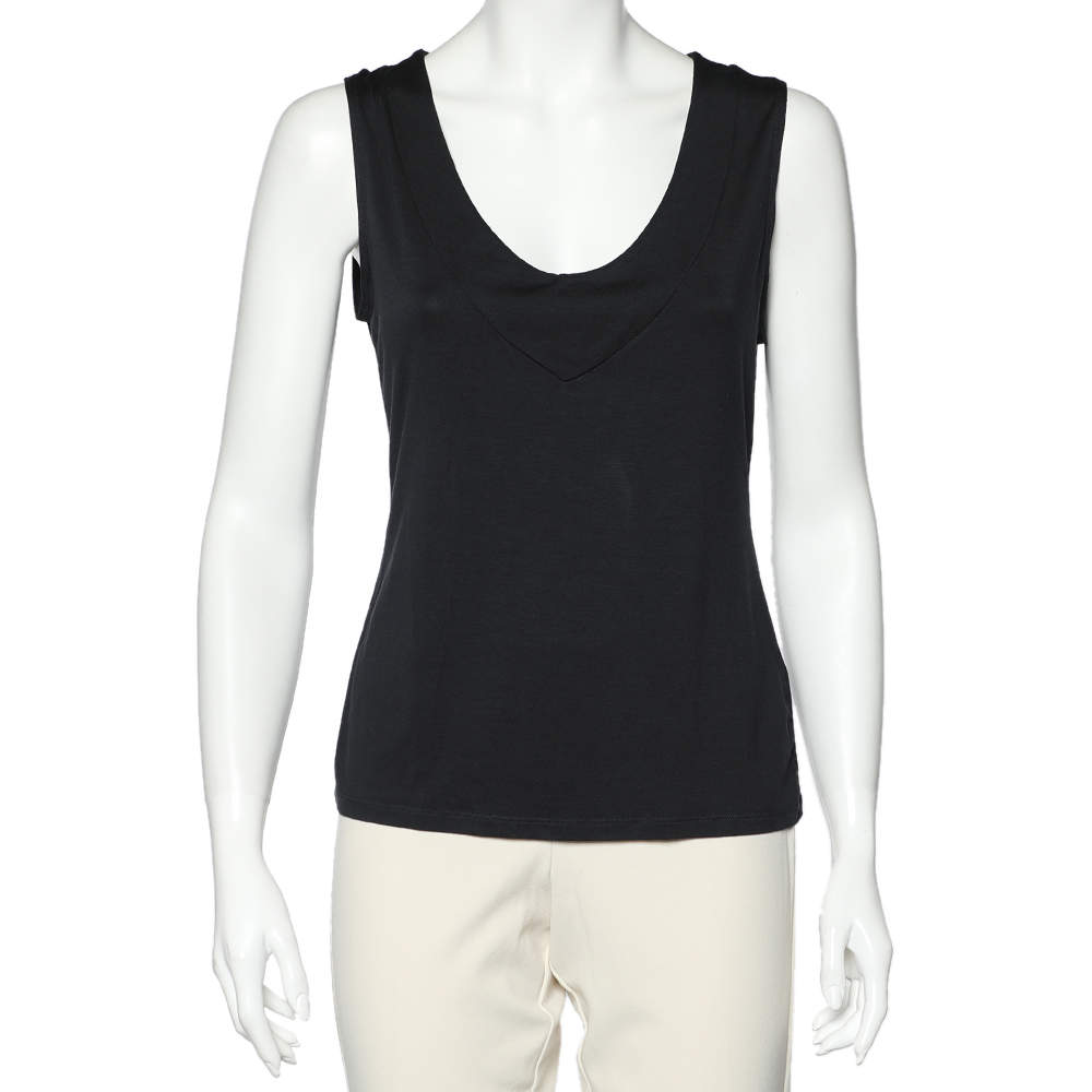 مملوكة مسبقًا Armani Collezioni Black Knit Sleeveless Top L