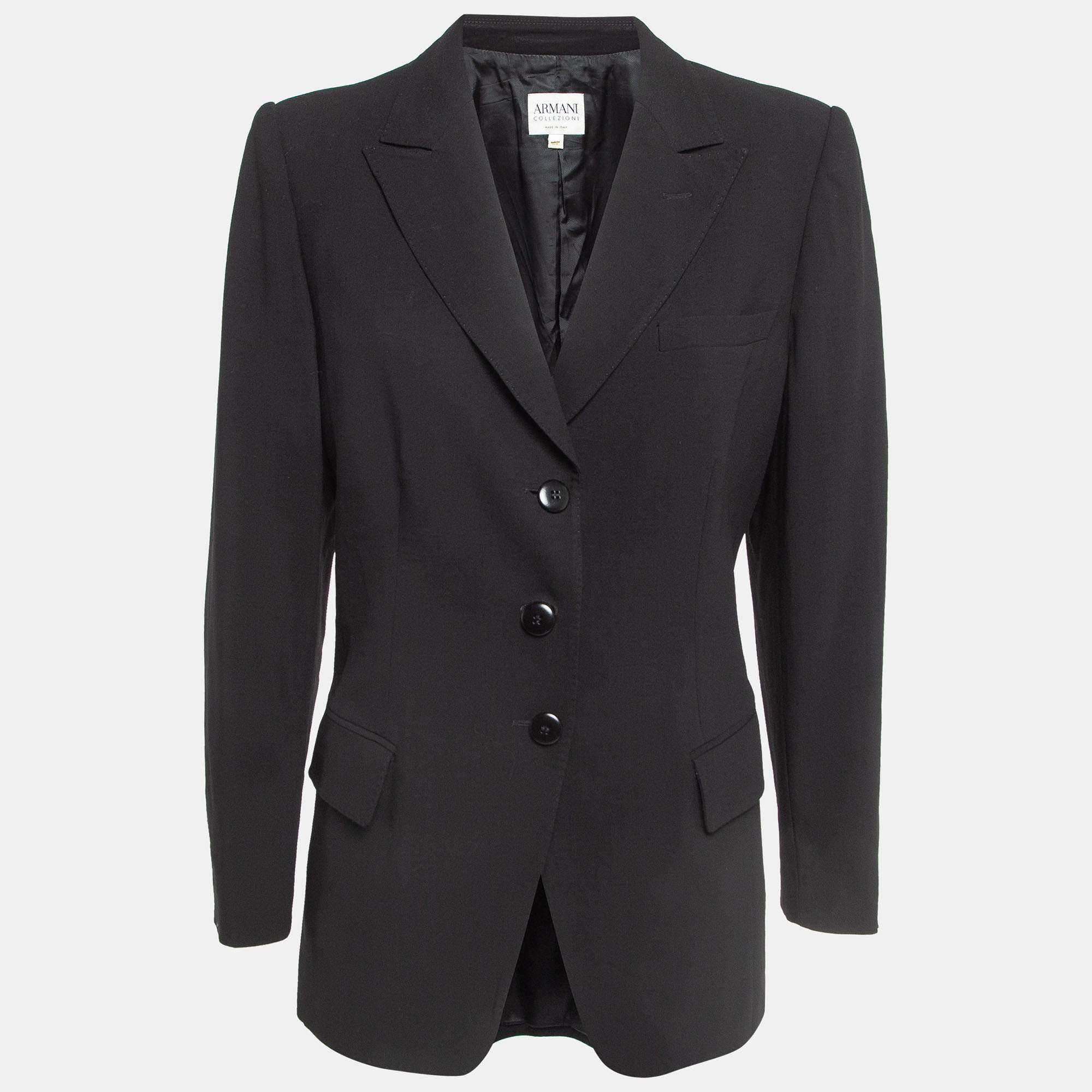مملوكة مسبقًا Armani Collezioni Black Gabardine Single Breasted Formal Blazer XL