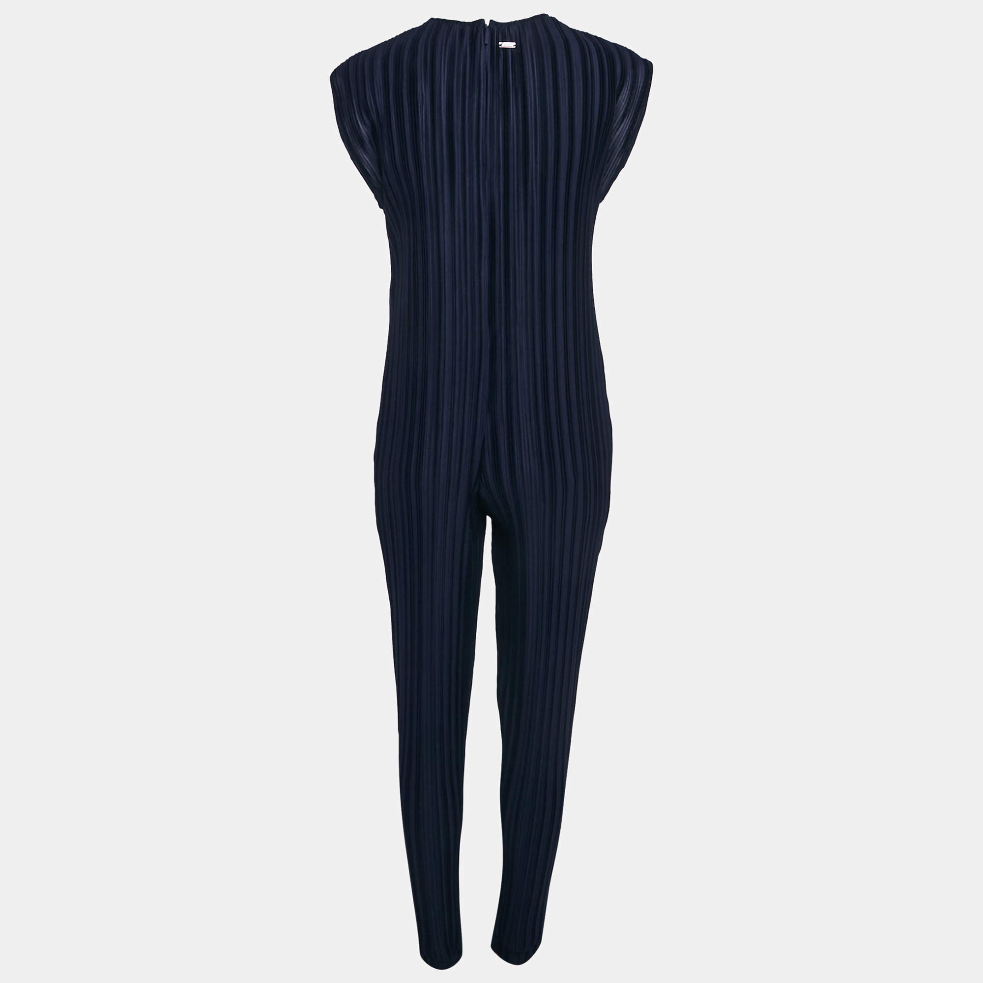Armani Exchange Navy Blue Plisse Sleeveless Jumpsuit M