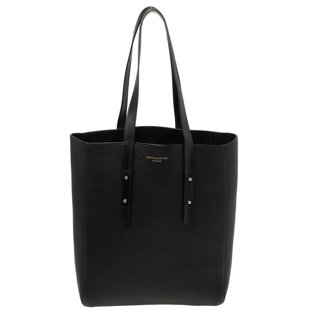 Aspinal of London Black Leather Essential Shopper Tote