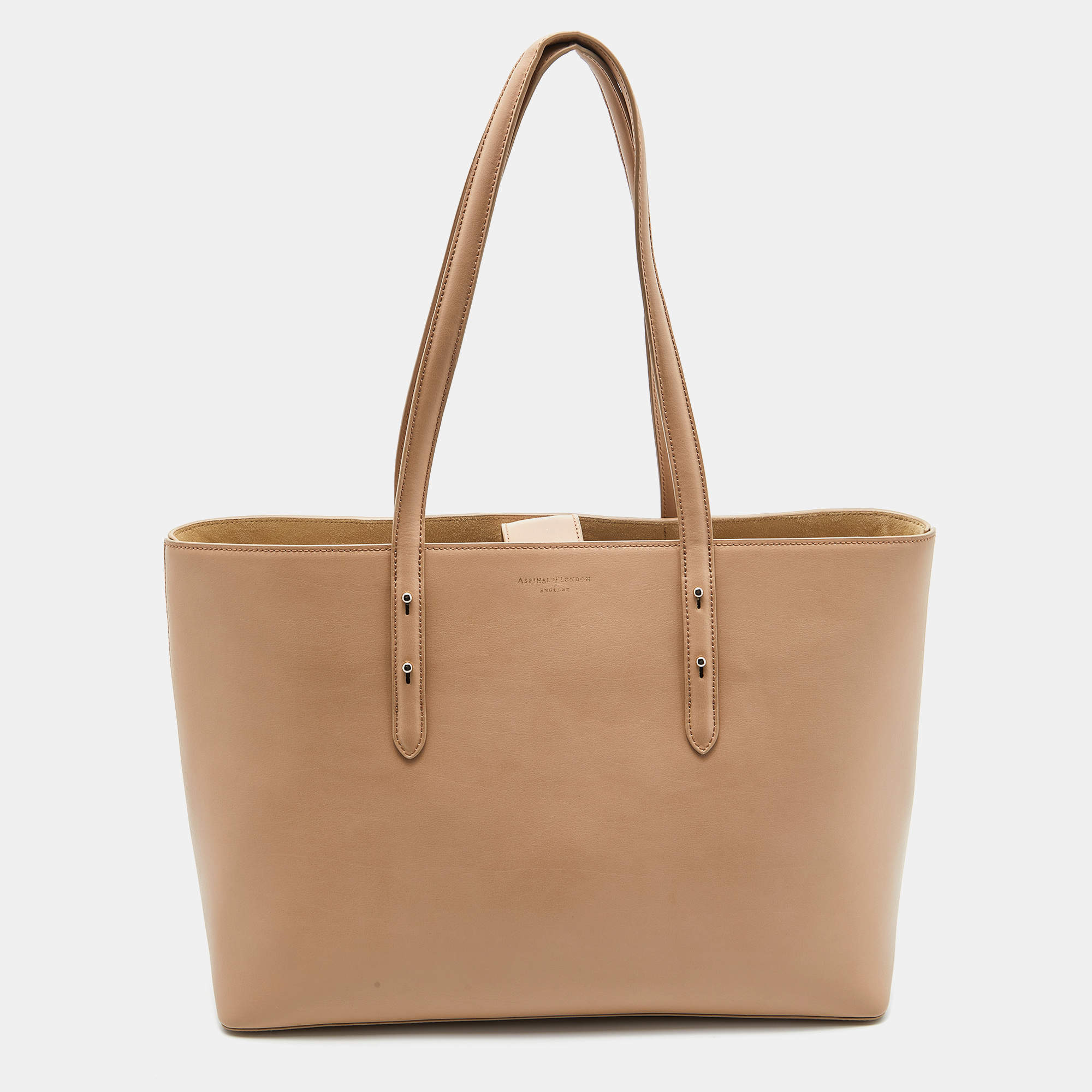 Aspinal Of London Beige Leather Shopper Tote 