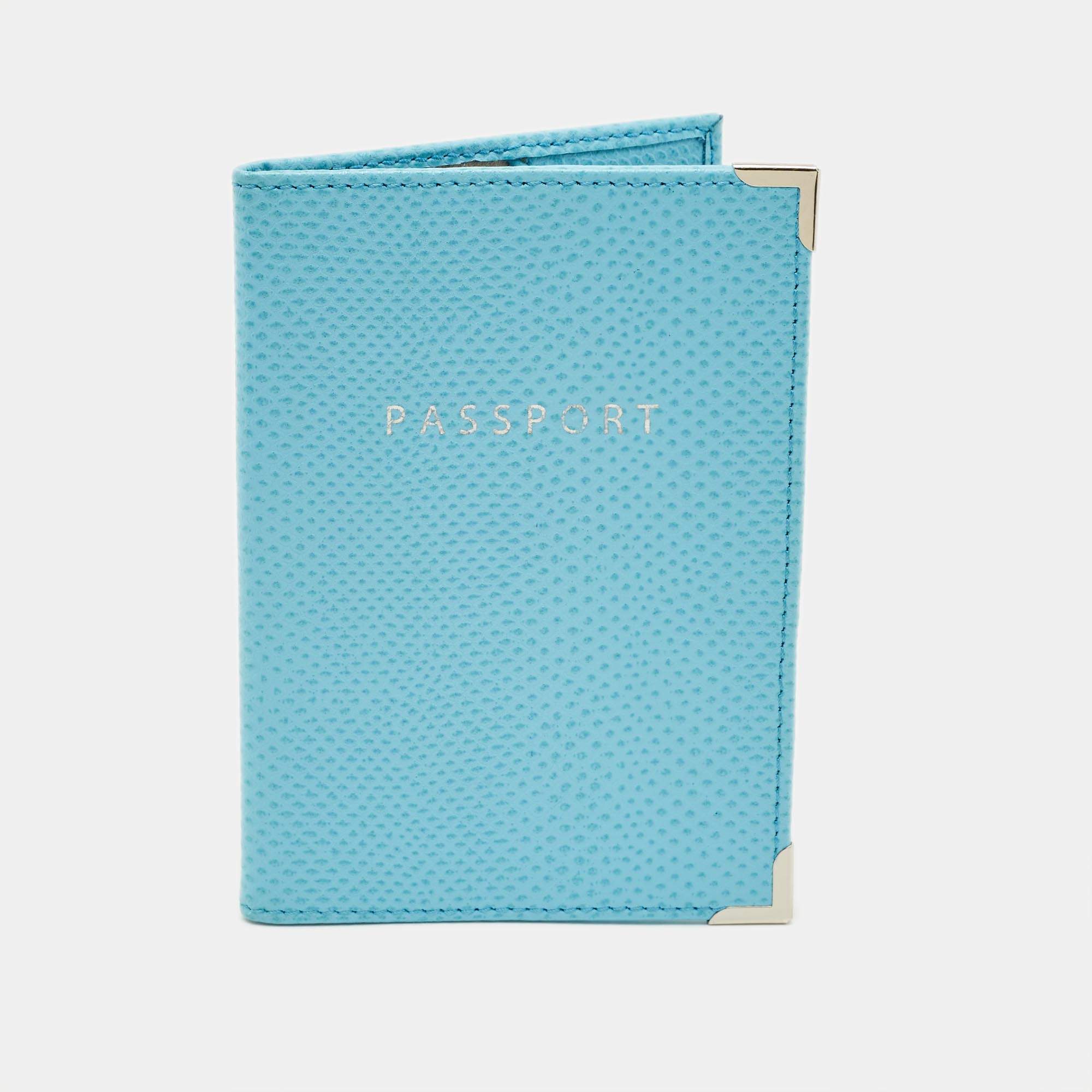 Pre Owned حامل جواز سفر اسبينال أف لندن جلد نقش سحلية أزرق