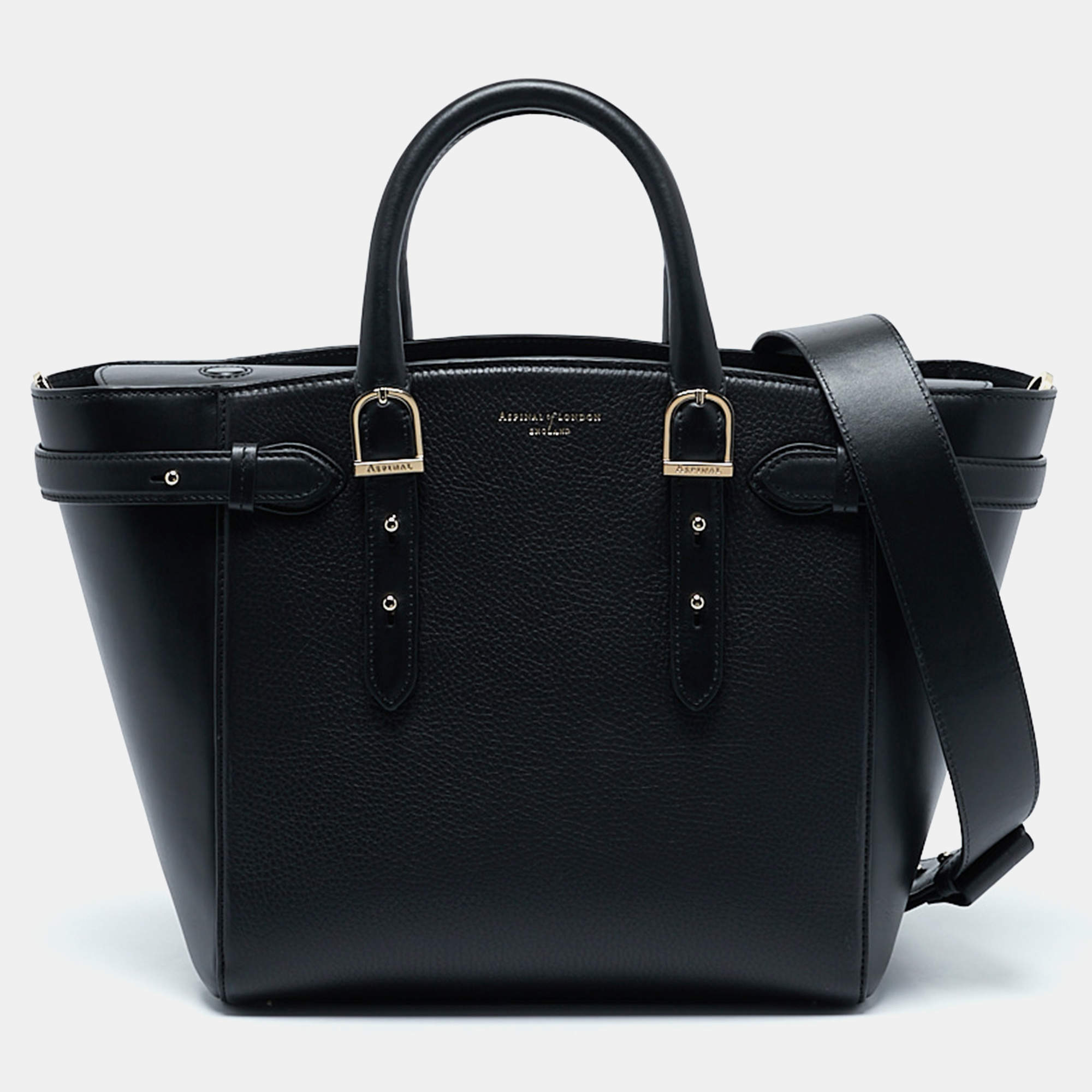 Pre Owned Aspinal Of London Black Leather Marylebone Tote