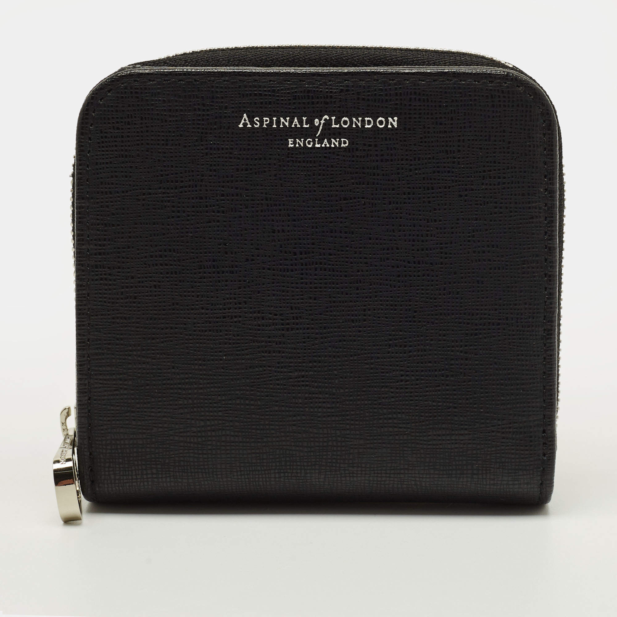 Pre Owned Aspinal of London Black Leather Compact Wallet