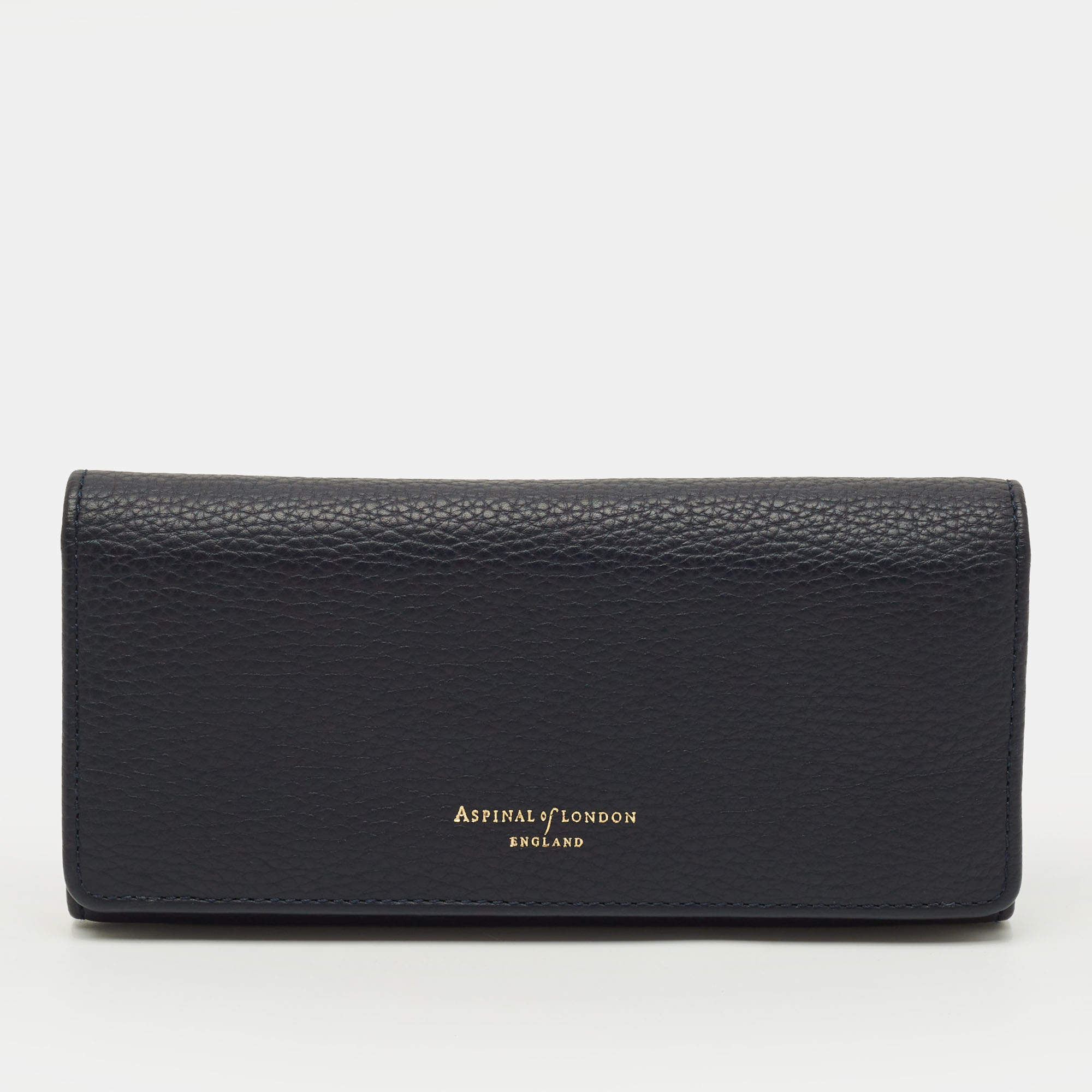 مملوكة مسبقًا Aspinal Of London Essential Navy Blue Leather Continental Wallet