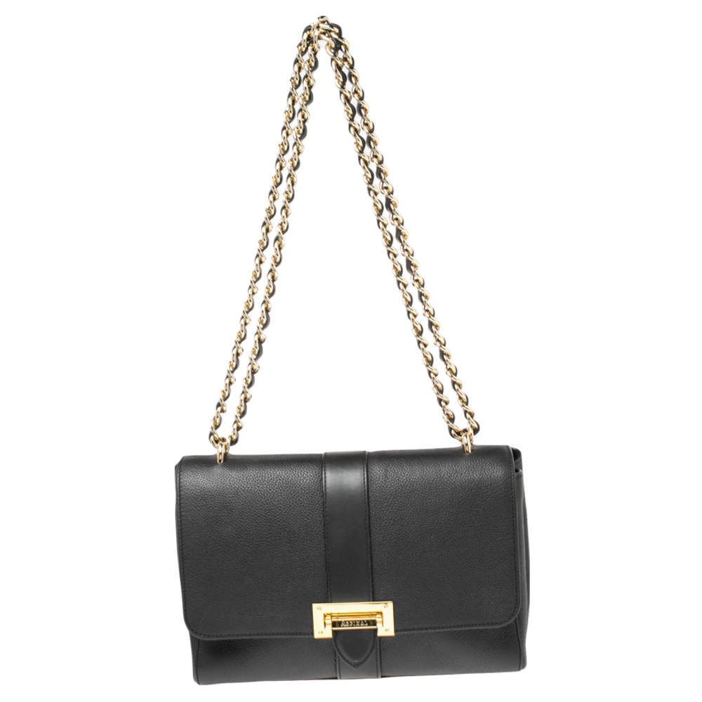 Aspinal Of London Black Leather Lottie Shoulder Bag
