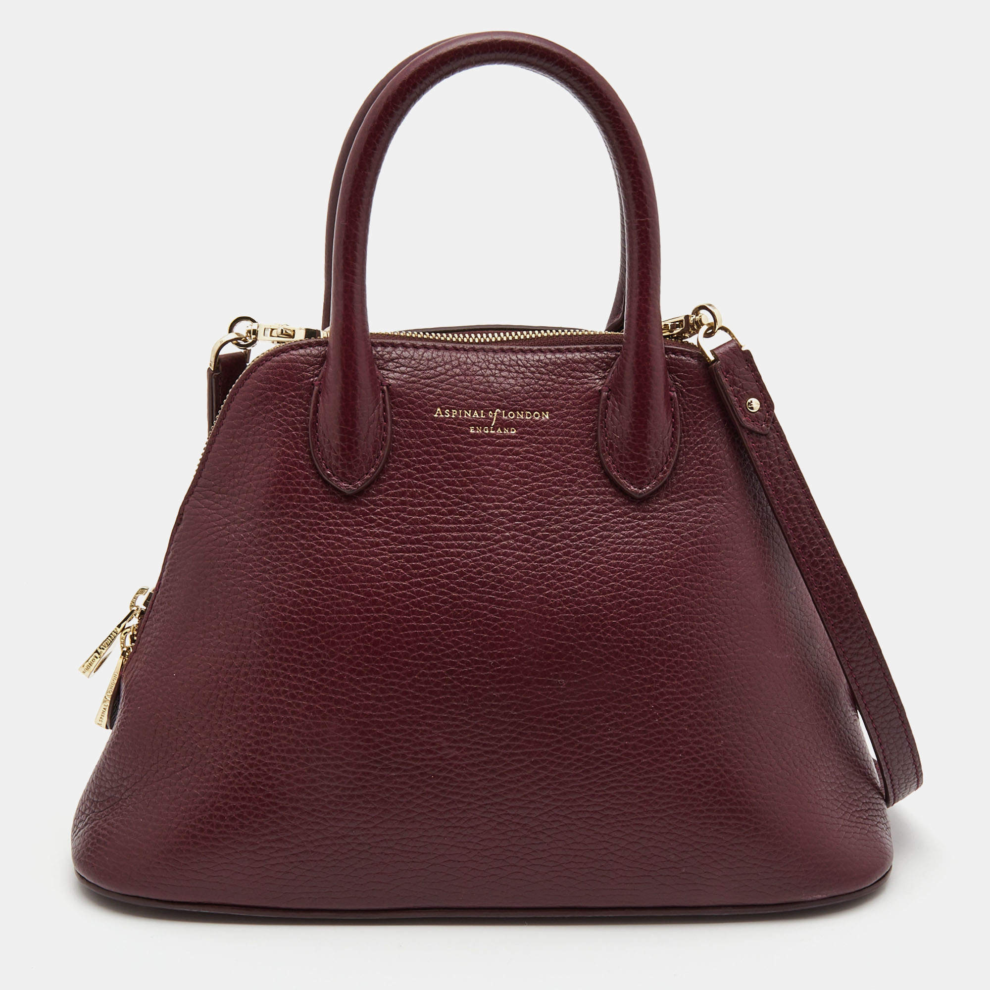 Pre Owned Aspinal Of London Burgundy Leather Holly Top Handle Bag