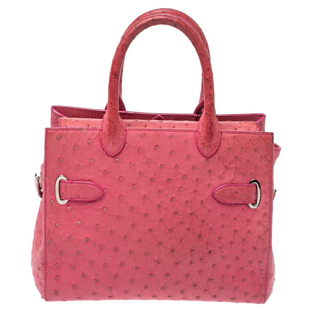 Asprey Pink Ostrich Belgravia Tote