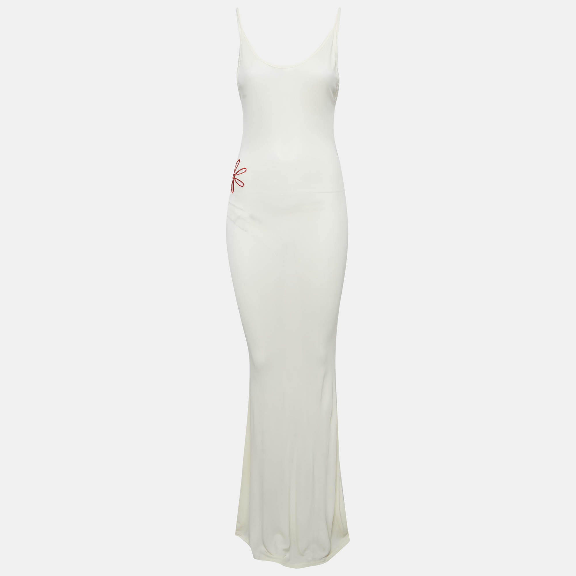 Pre Owned Asta Resort Off White Stretch Crepe Stella Maxi Dress S