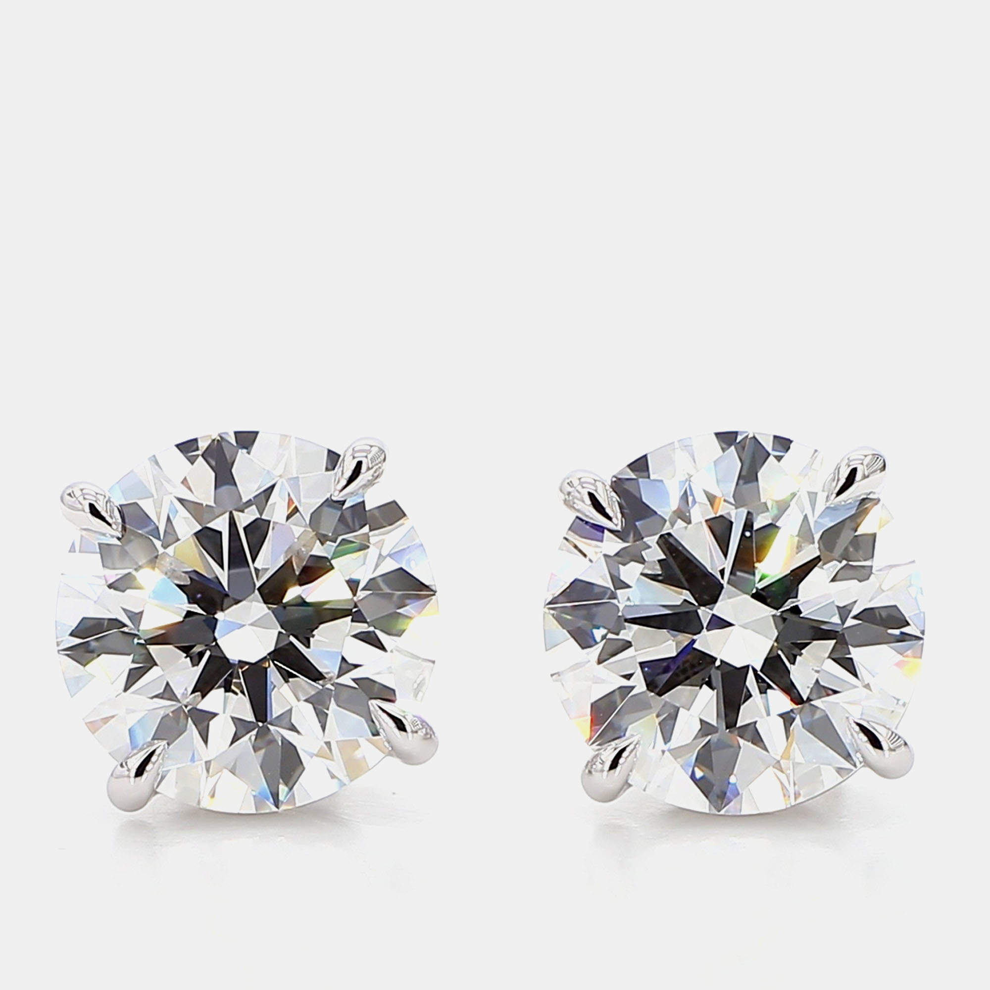 Pre Owned 9.07 cts Round Lab Grown Diamond 14k White Gold 4 Prong Basket Studs