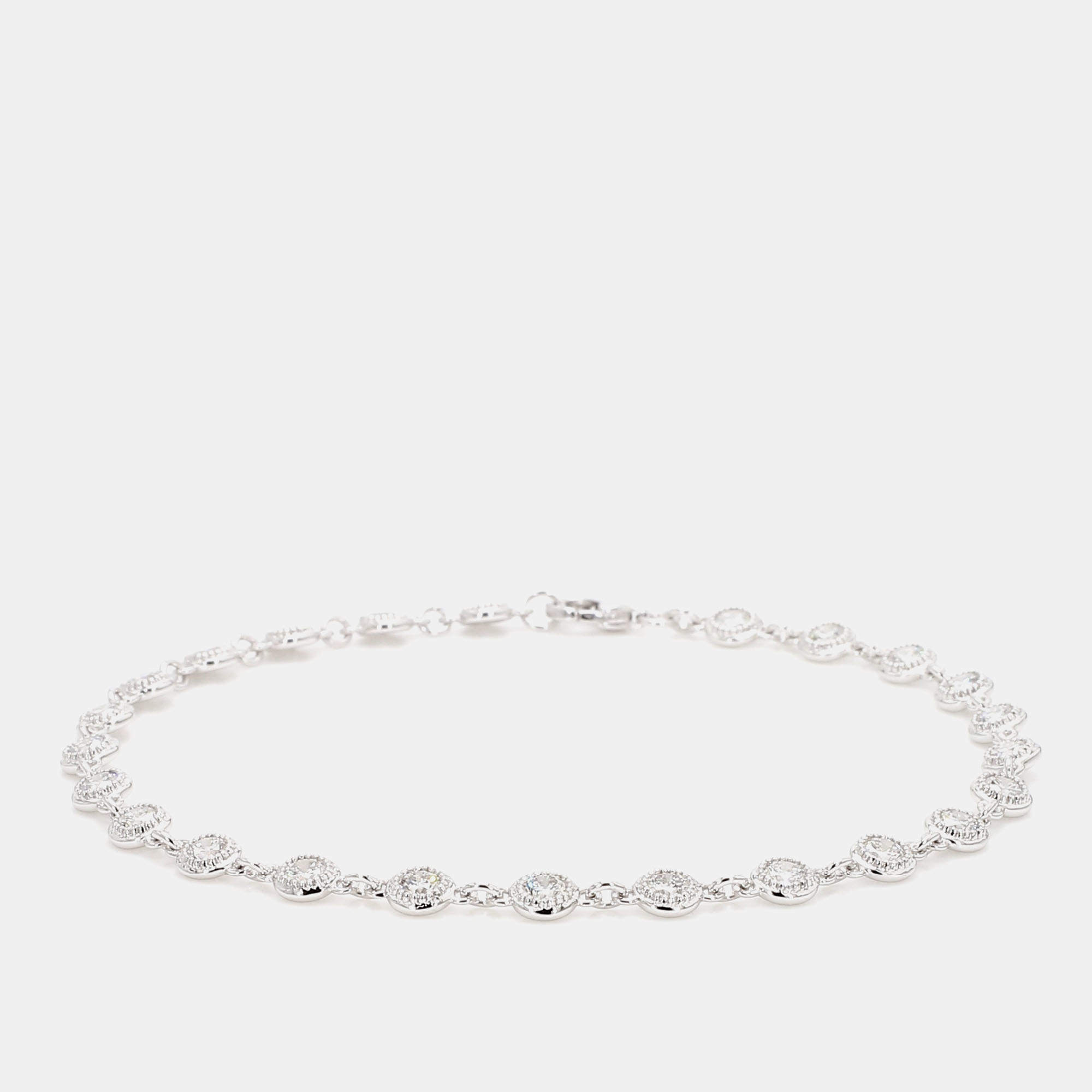 Pre Owned 2.02 cts Round Lab Grown Diamond 14k White Gold Halo Tennis Bracelet