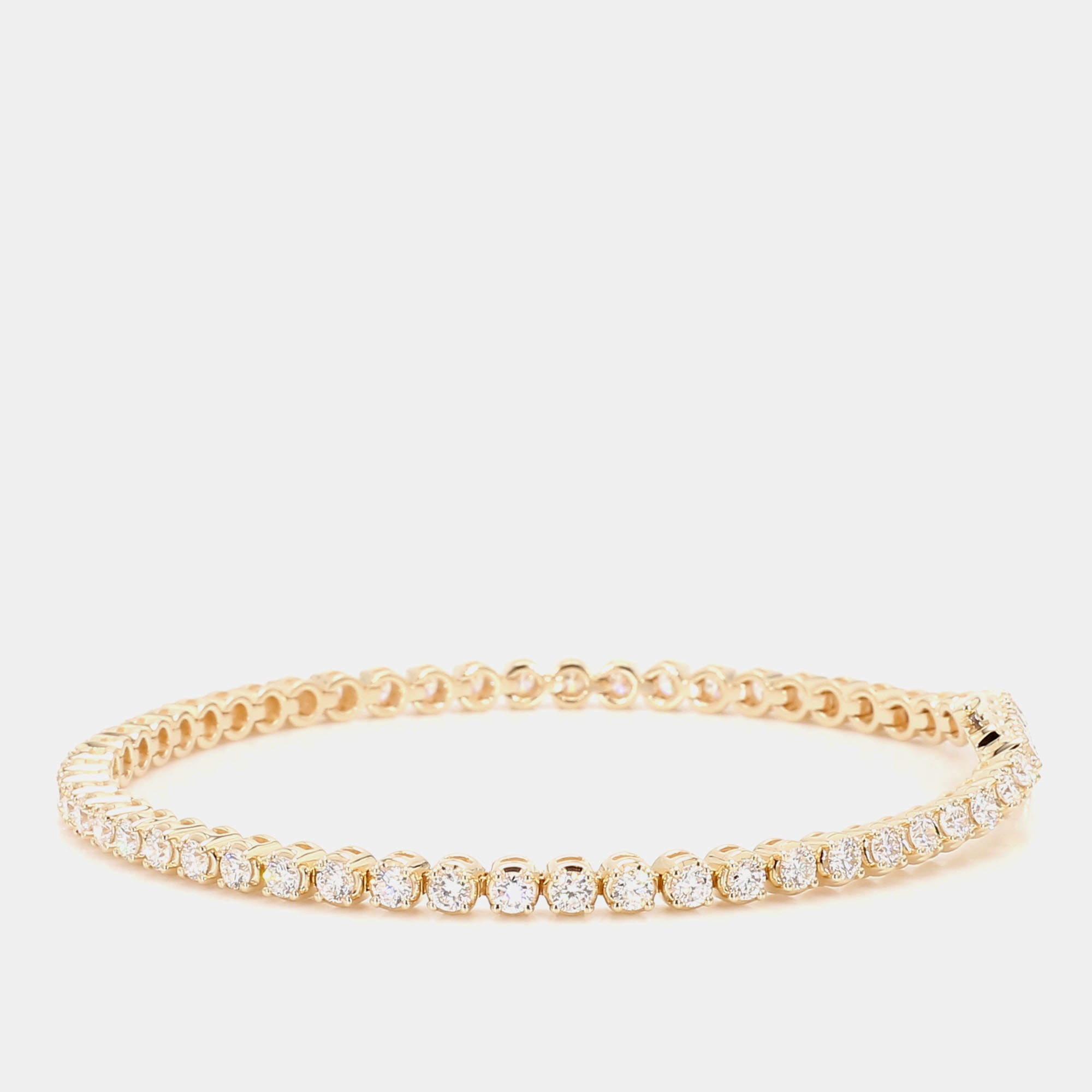 Pre Owned 3.05 cts Round Lab Grown Diamond 14k Yellow Gold Luxe Tennis Bracelet
