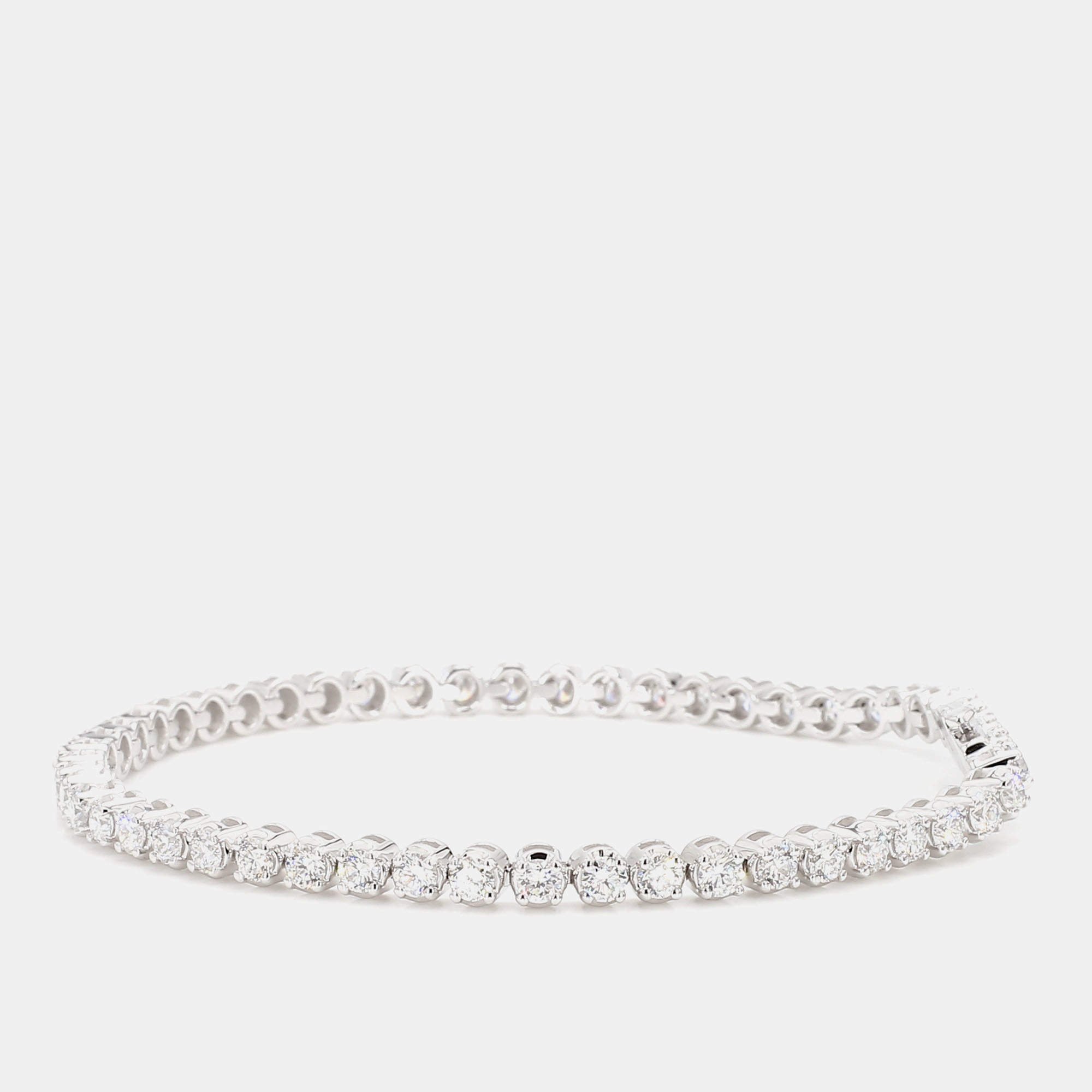 Pre Owned 4.05 cts Round Lab Grown Diamond 14k White Gold Luxe Tennis Bracelet