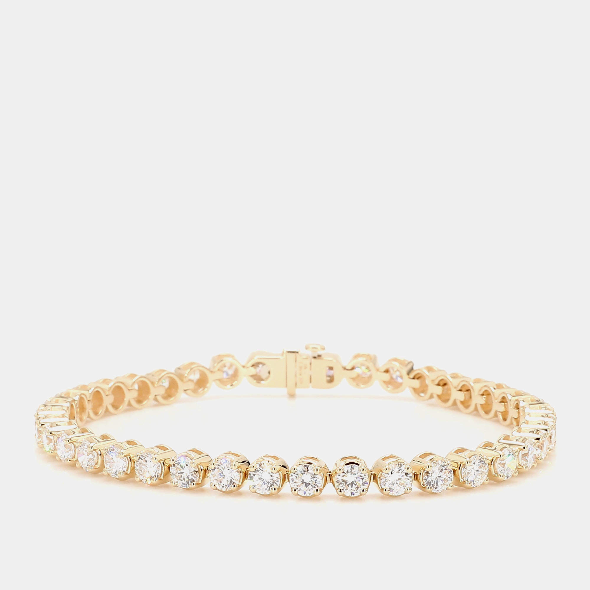 Pre Owned 7.05 cts Round Lab Grown Diamond 14k Yellow Gold Luxe Tennis Bracelet