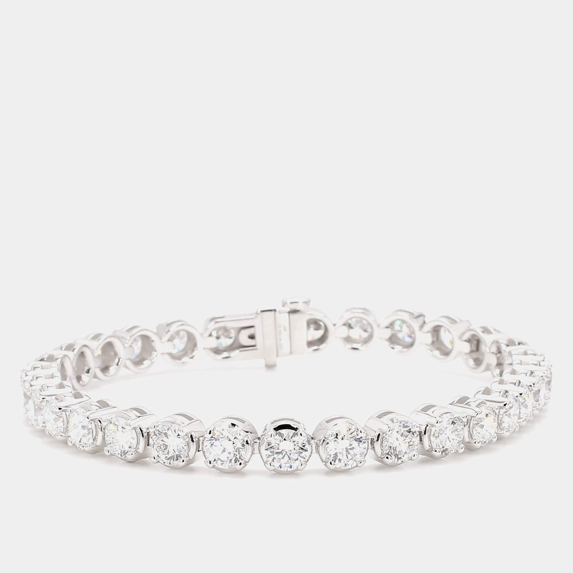 Pre Owned 12.11 cts Round Lab Grown Diamond 14k White Gold Luxe Tennis Bracelet