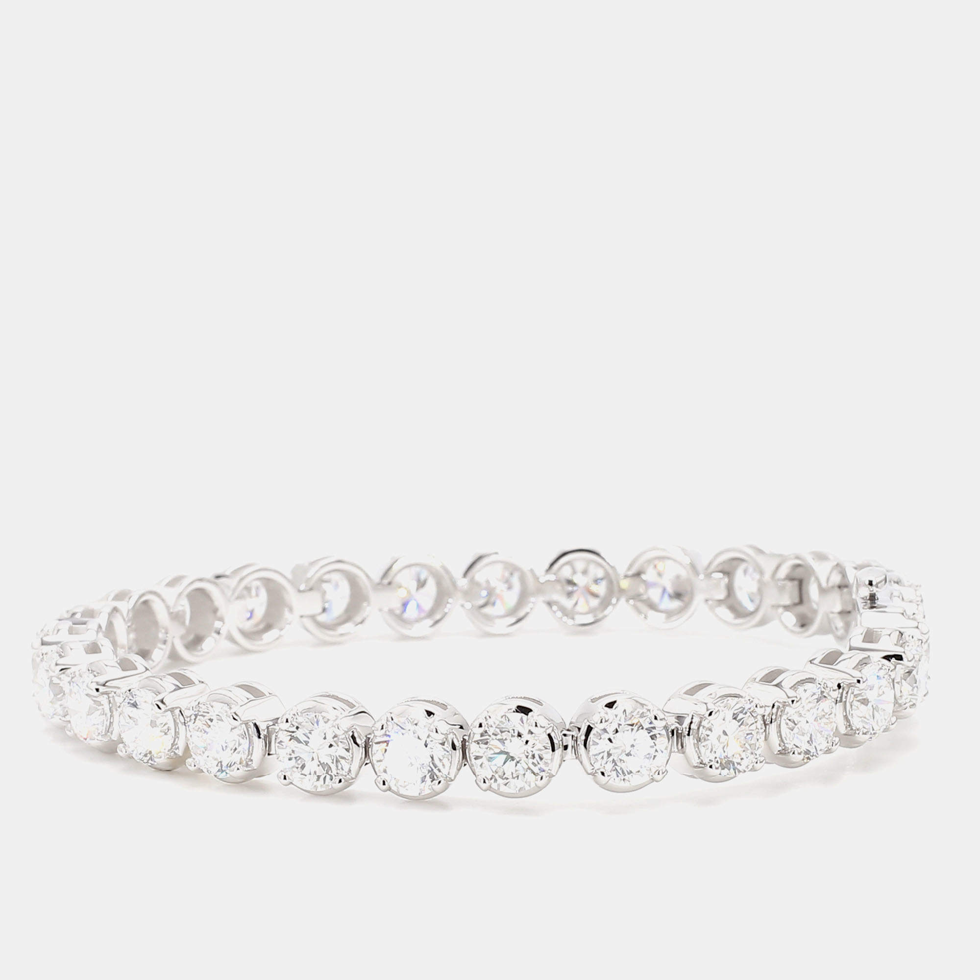 Pre Owned 14.98 cts Round Lab Grown Diamond 14k White Gold Luxe Tennis Bracelet