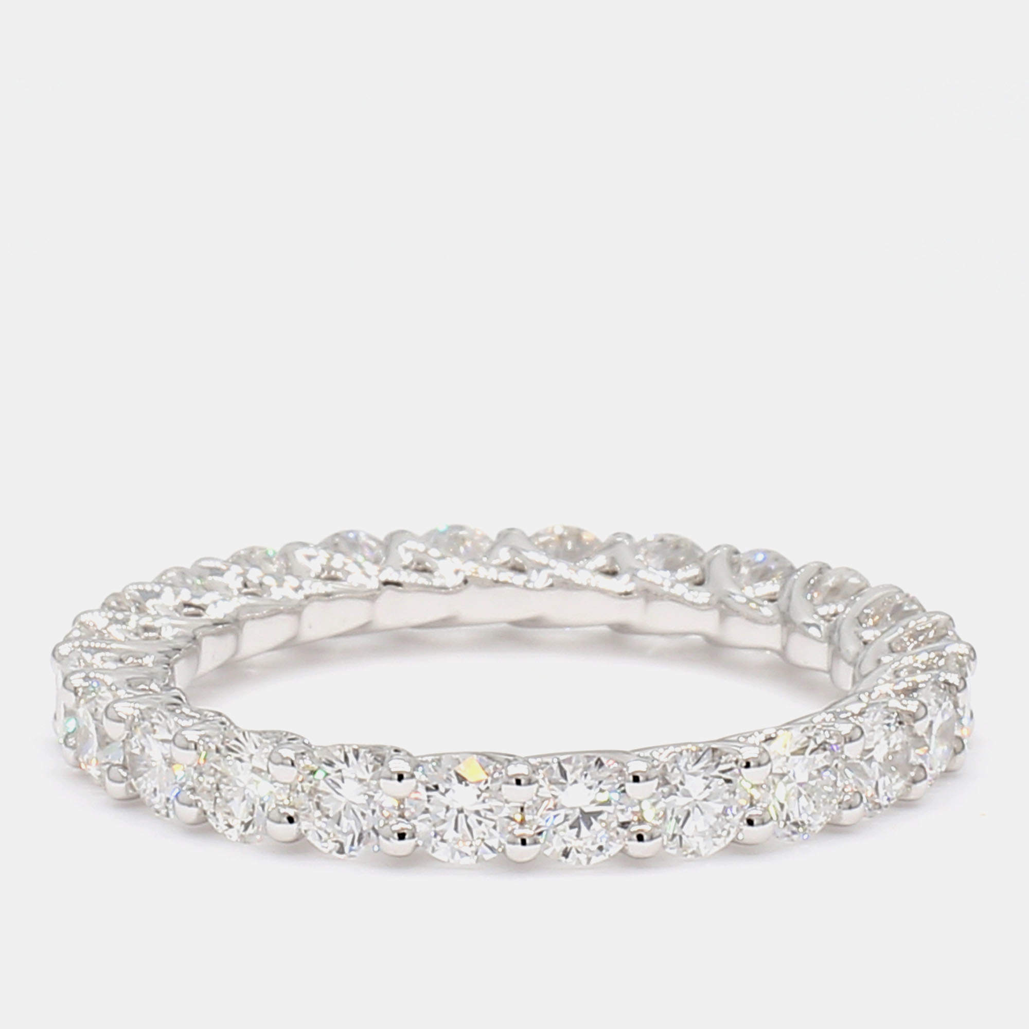 Pre Owned 2.14 cts Round Lab Grown Diamond 14k White Gold Eternity Band US 7
