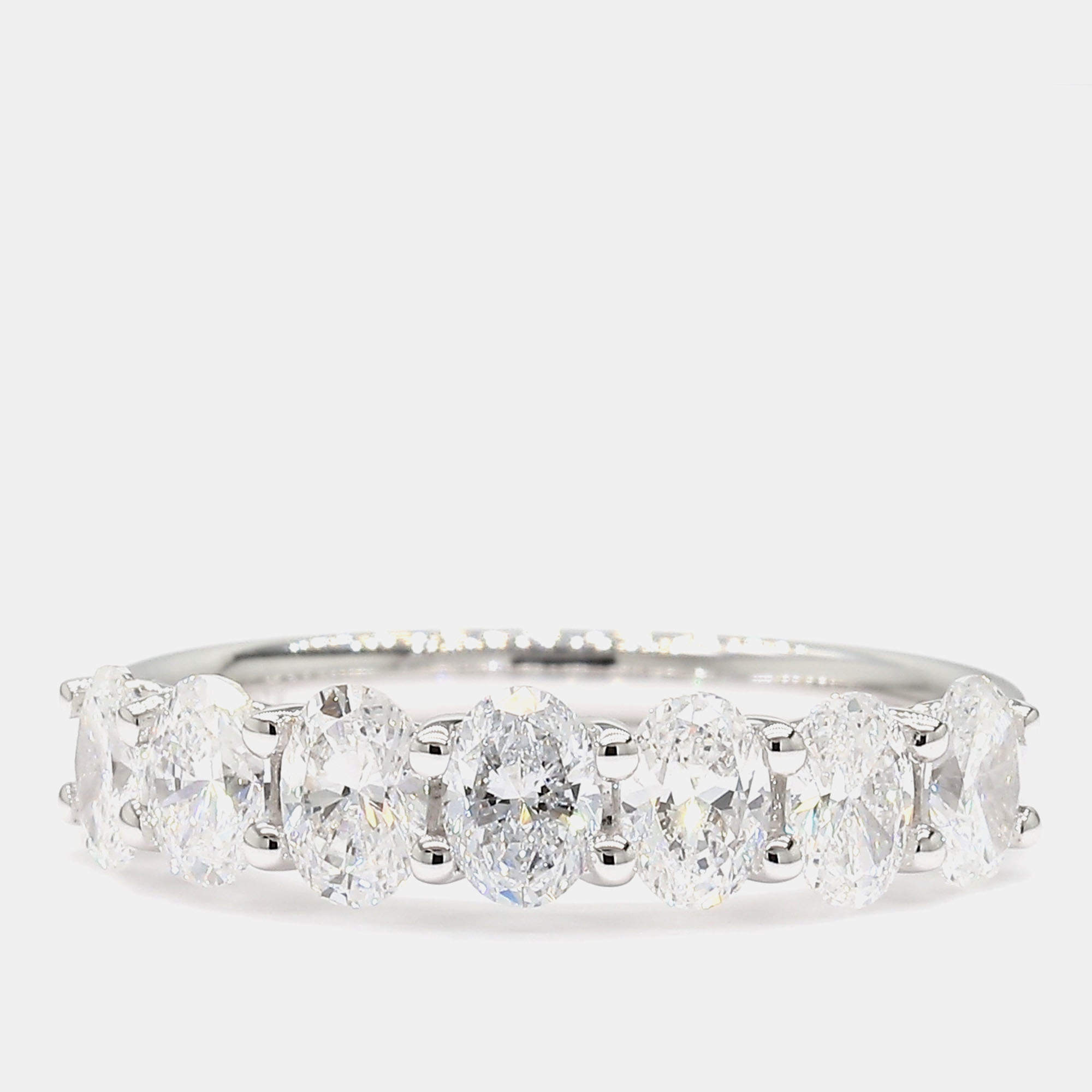 Pre Owned 1.00 cts Round Lab Grown Diamond 14k White Gold 7 Stone Wedding Band US 7
