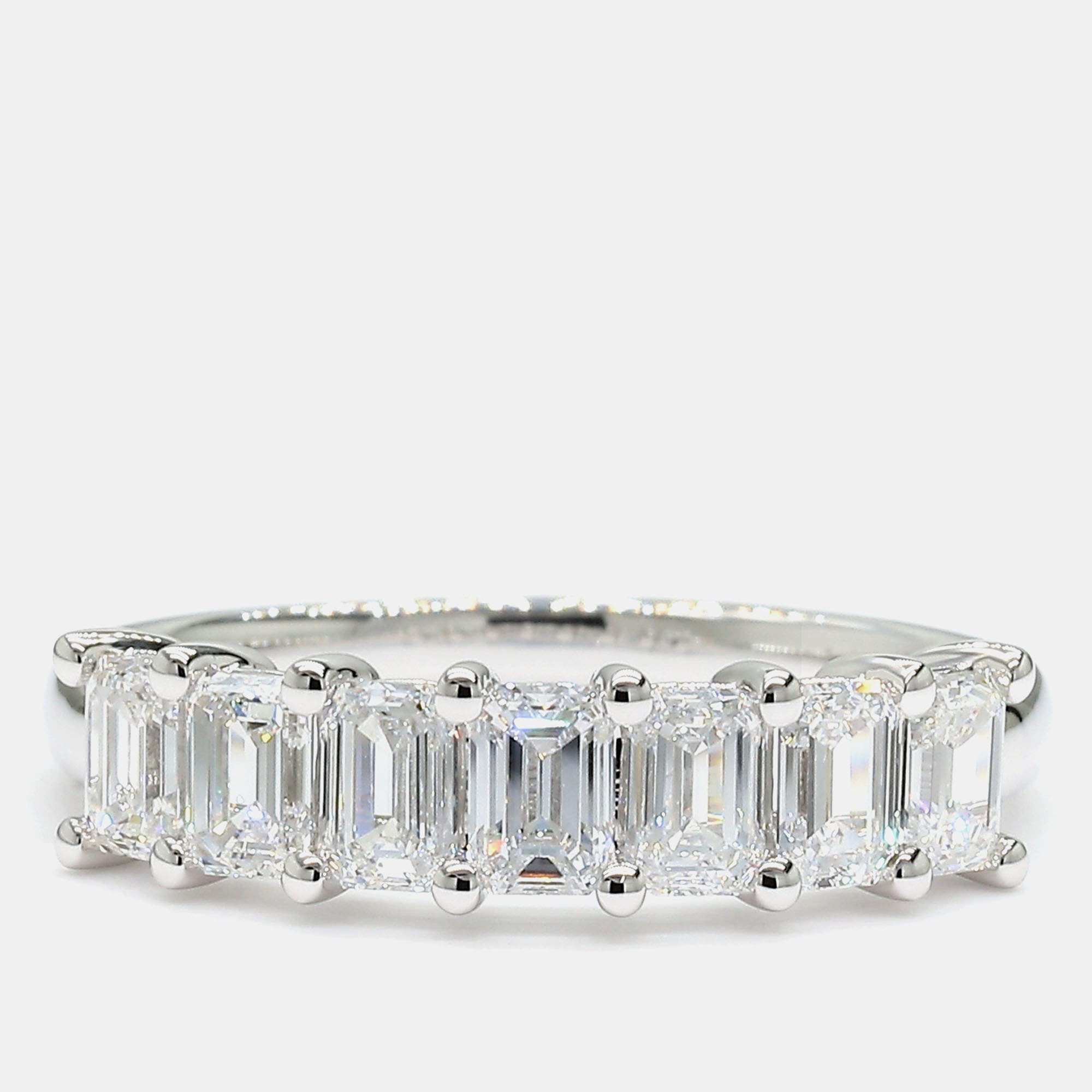 Pre Owned 1.51 cts Emerald Lab Grown Diamond 14k White Gold 7 Stone Wedding Band