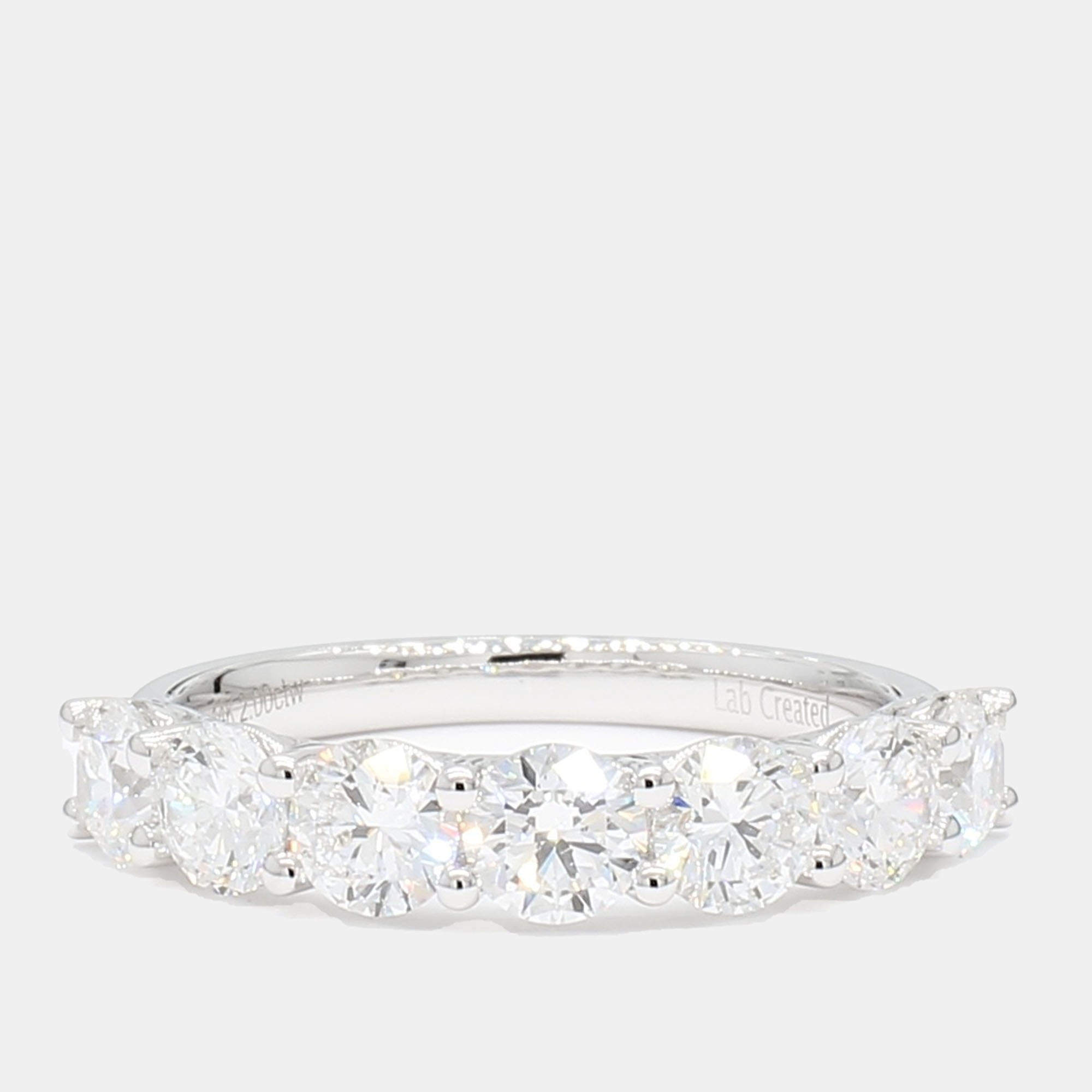 Pre Owned 2.01 cts Round Lab Grown Diamond 14k White Gold 7 Stone Wedding Band