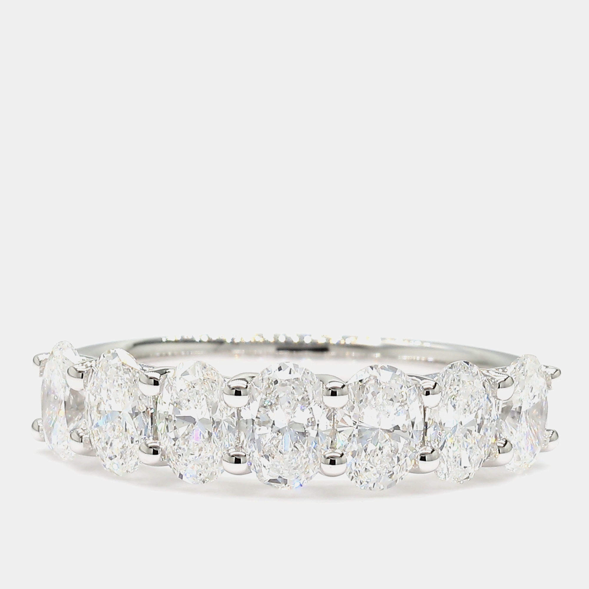 Pre Owned 2.02 cts Oval Lab Grown Diamond 14k White Gold 7 Stone Wedding Band