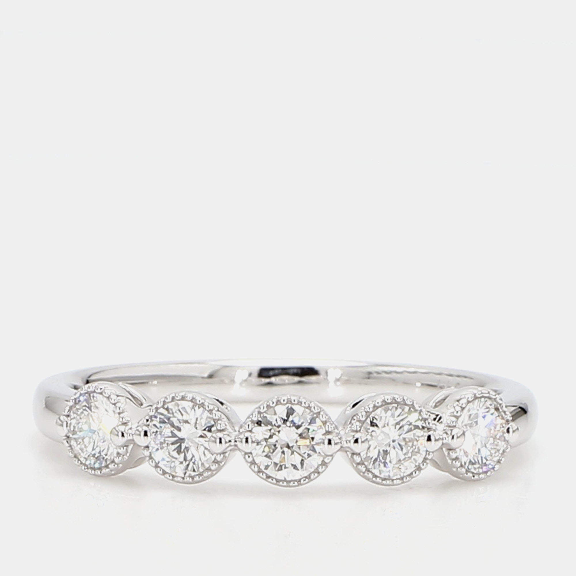 Pre Owned 0.50 cts Round Lab Grown Diamond 14k White Gold 5 Stone Wedding Band