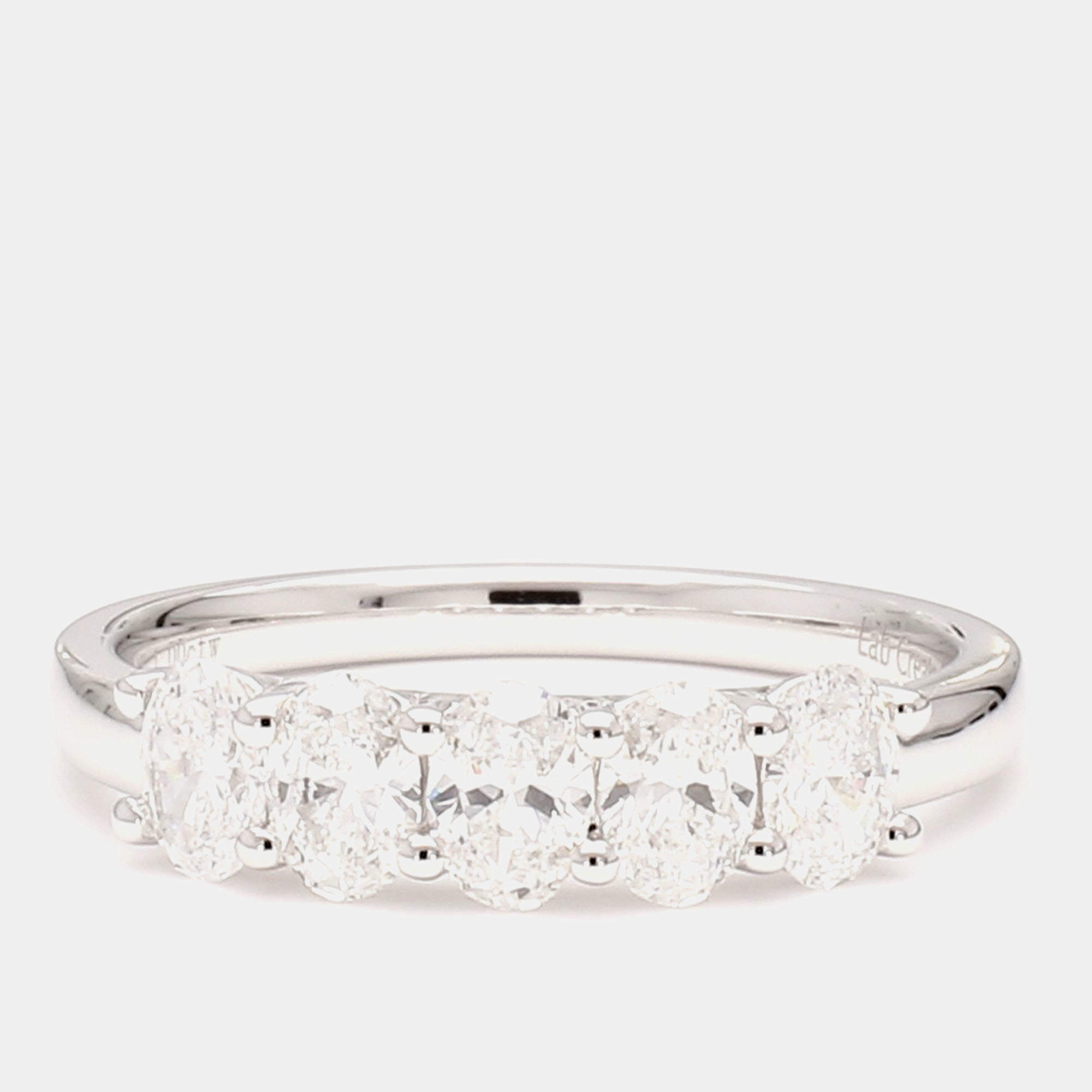 Pre Owned 1.00 cts Oval Lab Grown Diamond 14k White Gold 5 Stone Wedding Band US 7