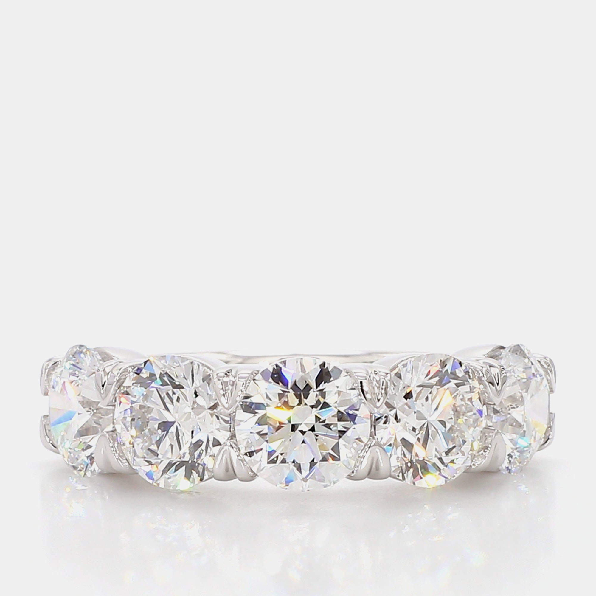 Pre Owned 5.00 cts Round Lab Grown Diamond 14k White Gold 5 Stone Wedding Band US 7