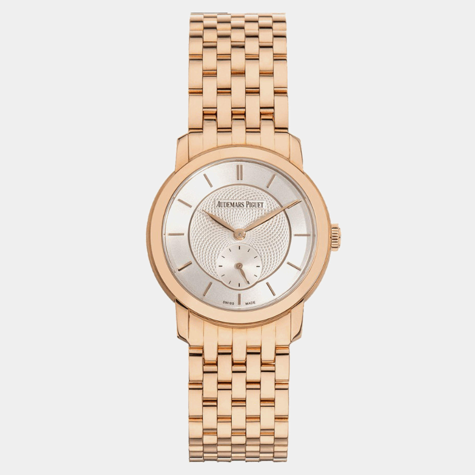 Pre Owned Audemars Piguet  Jules 77250OR.OO.1270OR.01 Manual Winding  Silver 18k Rose Gold Women's Wristwatch 33 mm