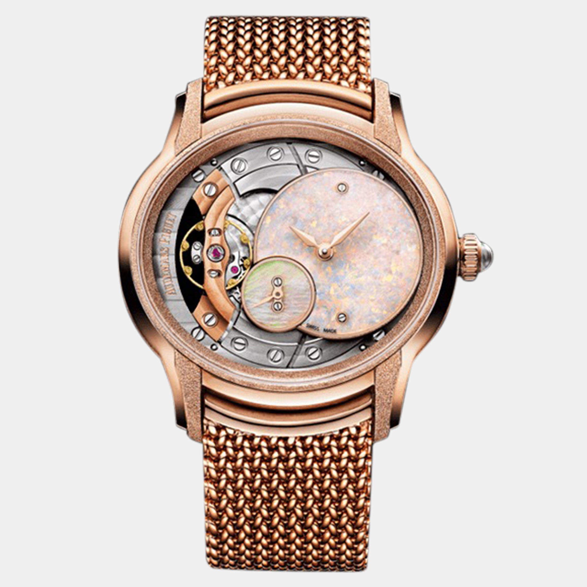 Pre Owned Audemars Piguet Millenary 77244OR.GG.1272OR.01 Manual Winding White 18k Rose Gold Women's Wristwatch 39.5 mm