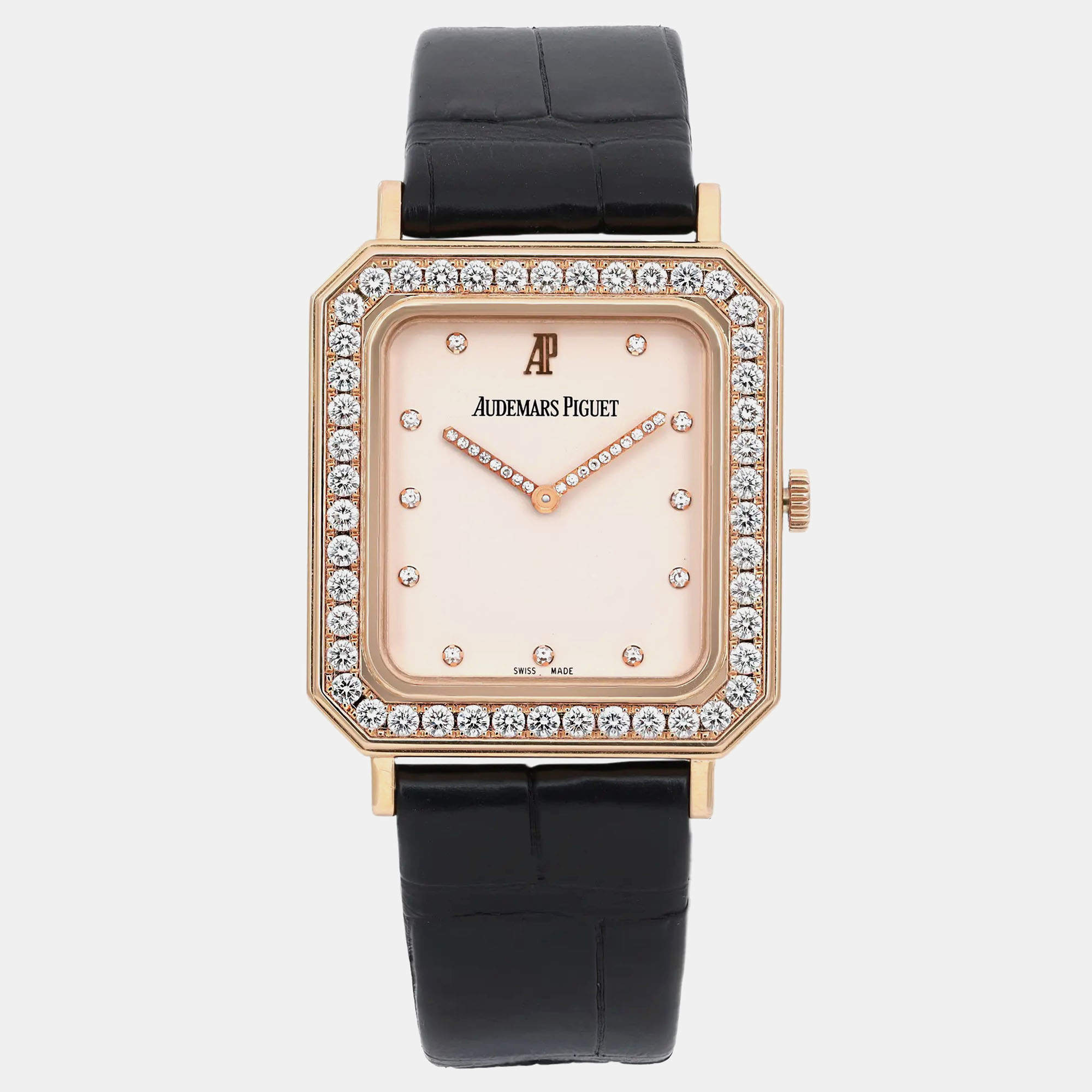 Audemars Piguet Cream Diamond Rose Gold 150680R.ZZ.D001CR.01 Manual Winding Women's Wristwatch 29 mm