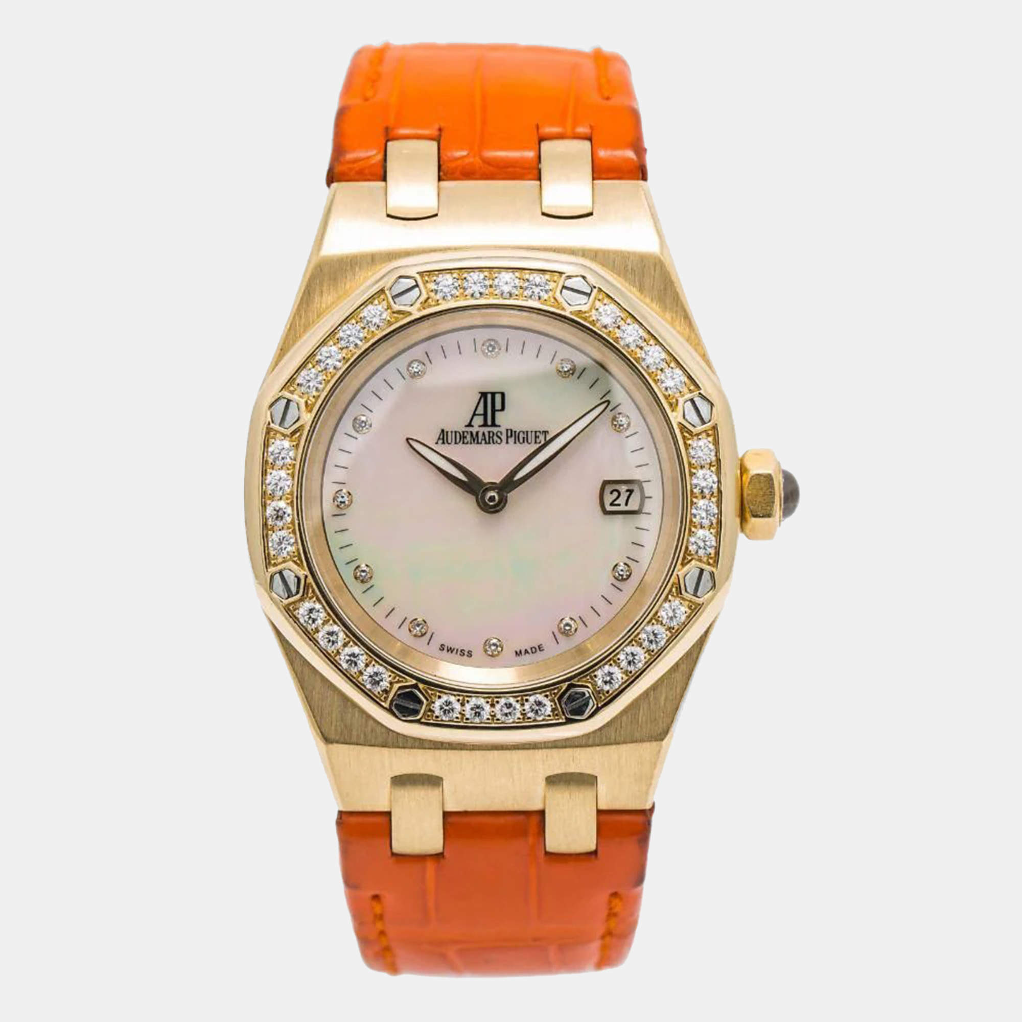 Audemars Piguet Royal Oak White Dial 18K Rose Gold Quartz Women's Wristwatch 33 mm