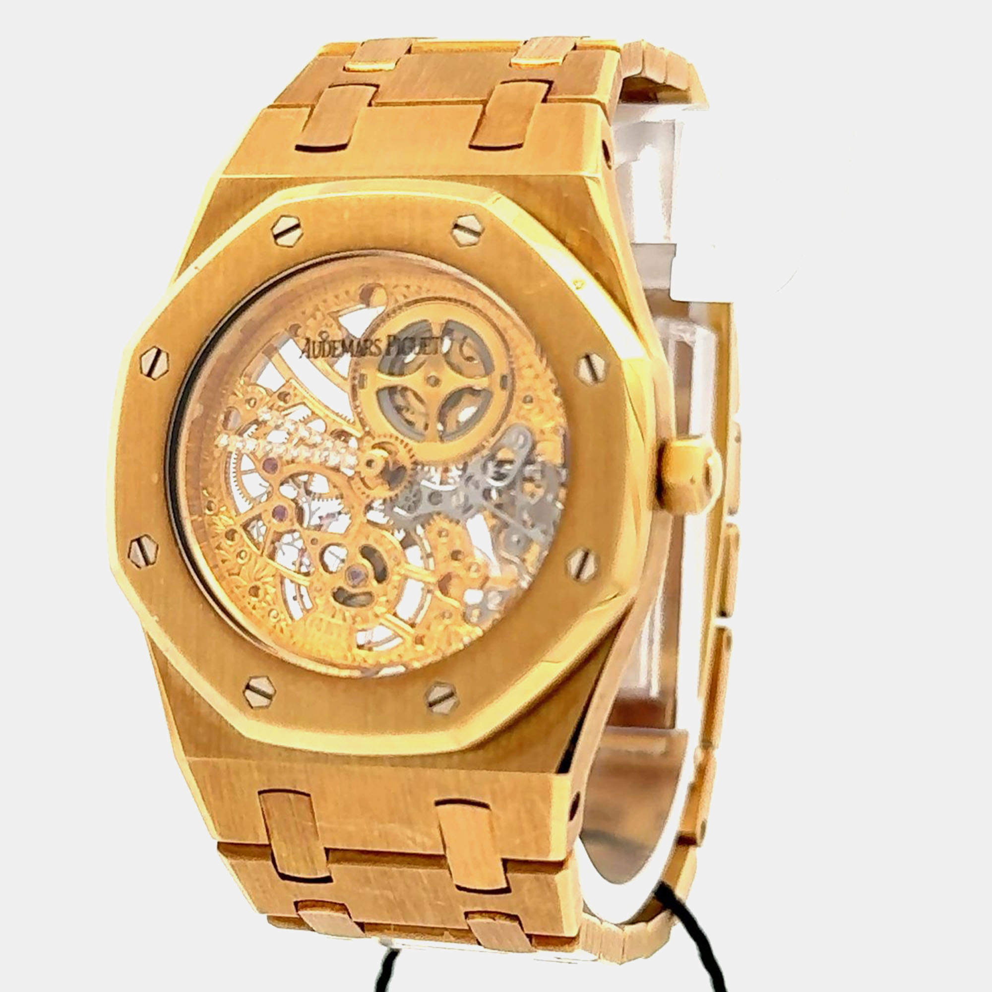 Pre Owned Audemars Piguet Royal Oak 14794BA.OO.0902BA.99 Automatic Skeleton 18K Yellow Gold Women’s Wristwatch 30 mm