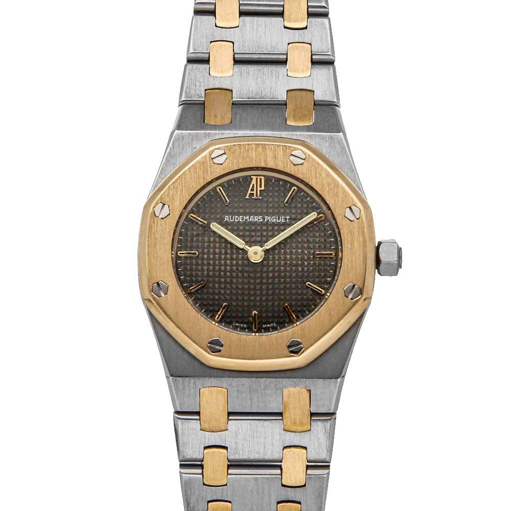 Audemars Piguet Grey 18K Yellow Gold And Stainless Steel Royal Oak 67075SA Women's Wristwatch 26 MM