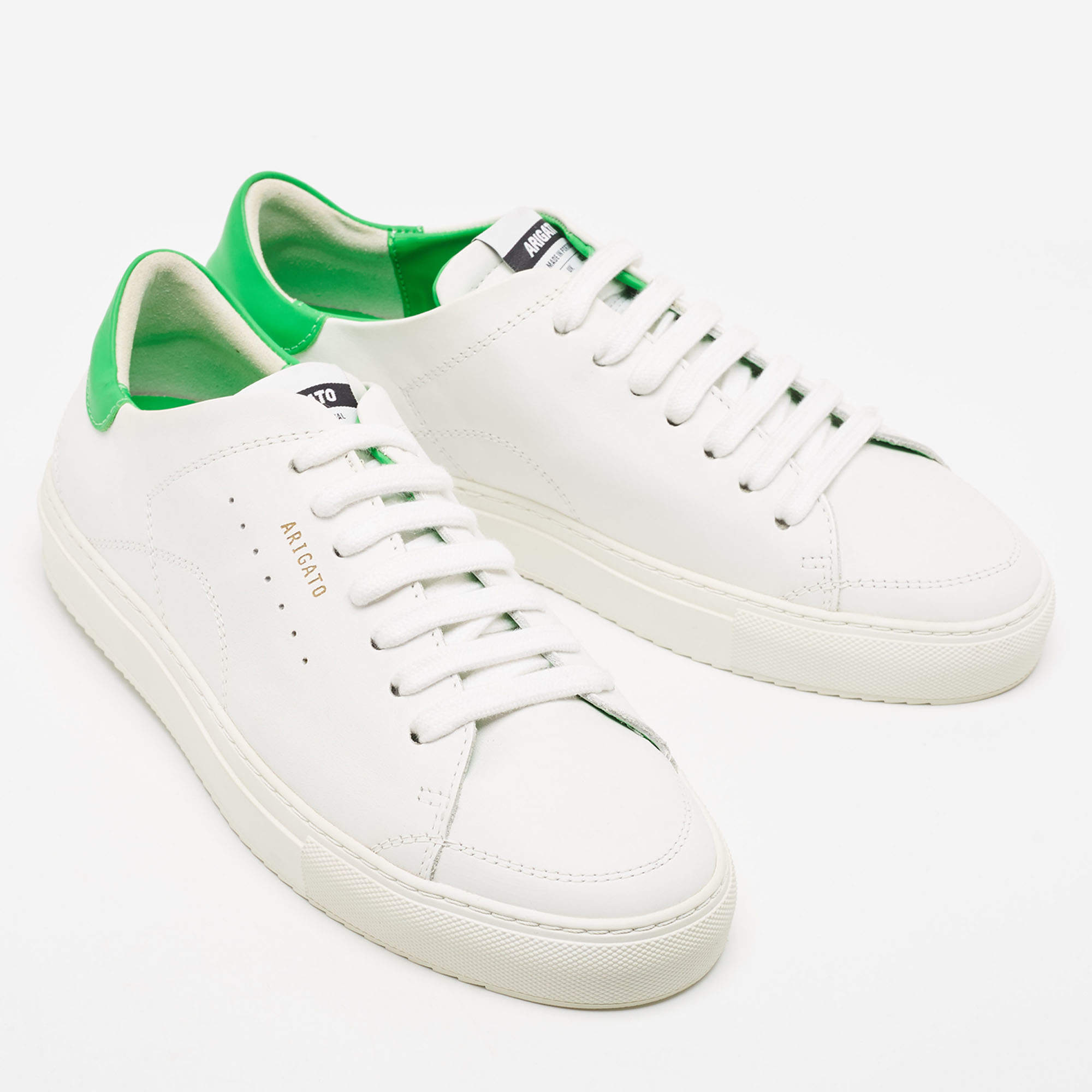 Axel Arigato White/Green Leather Clean Sneakers Size 40 Axel