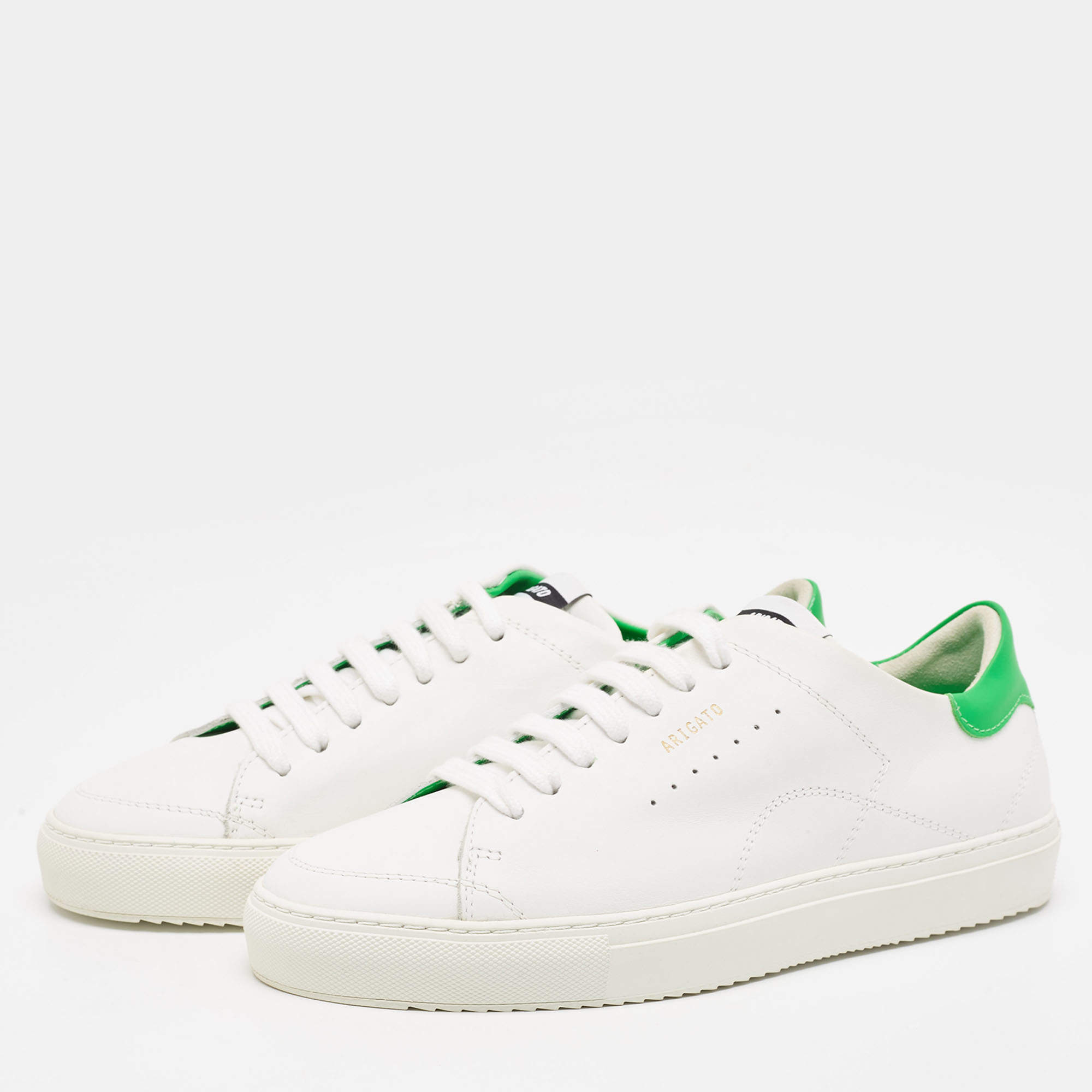 Axel Arigato White/Green Leather Clean Sneakers Size 40 Axel