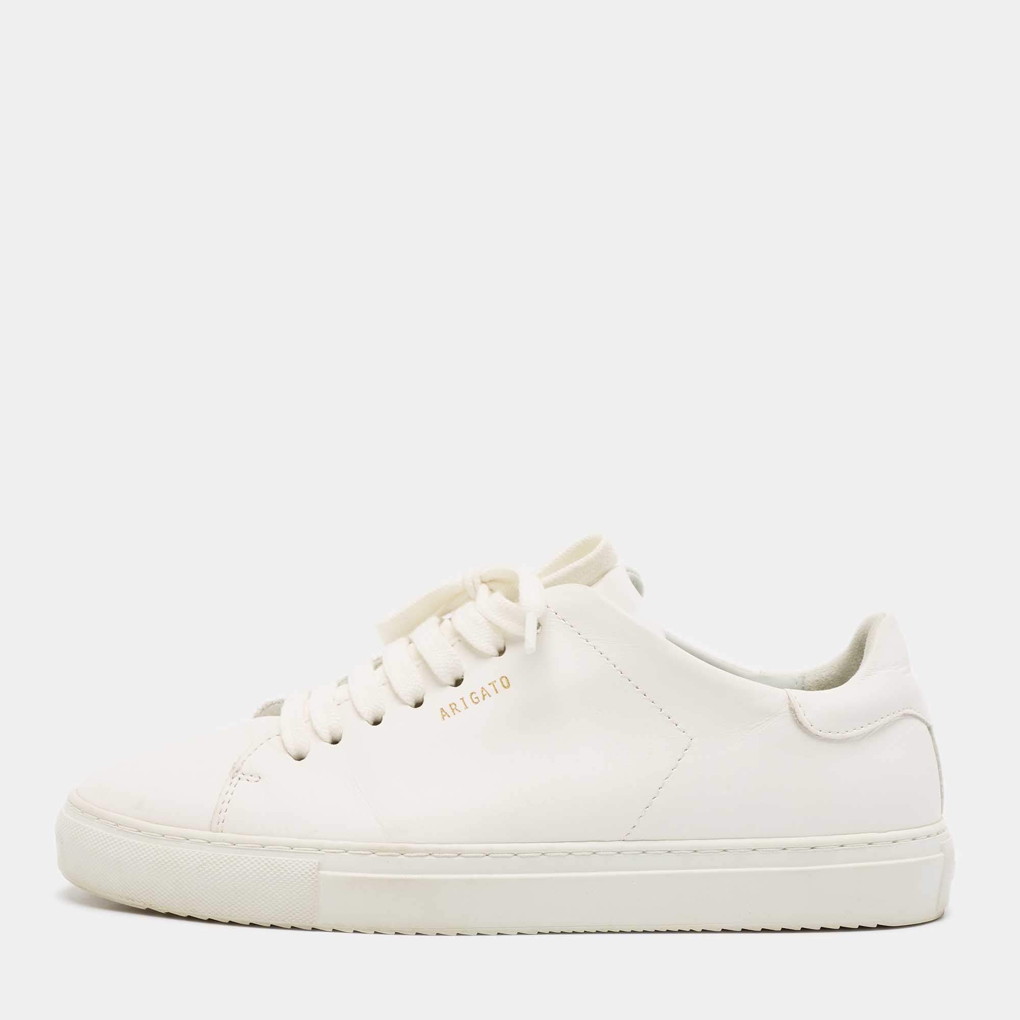 Axel Arigato White Leather Clean 90 Low Top Sneakers Size 40