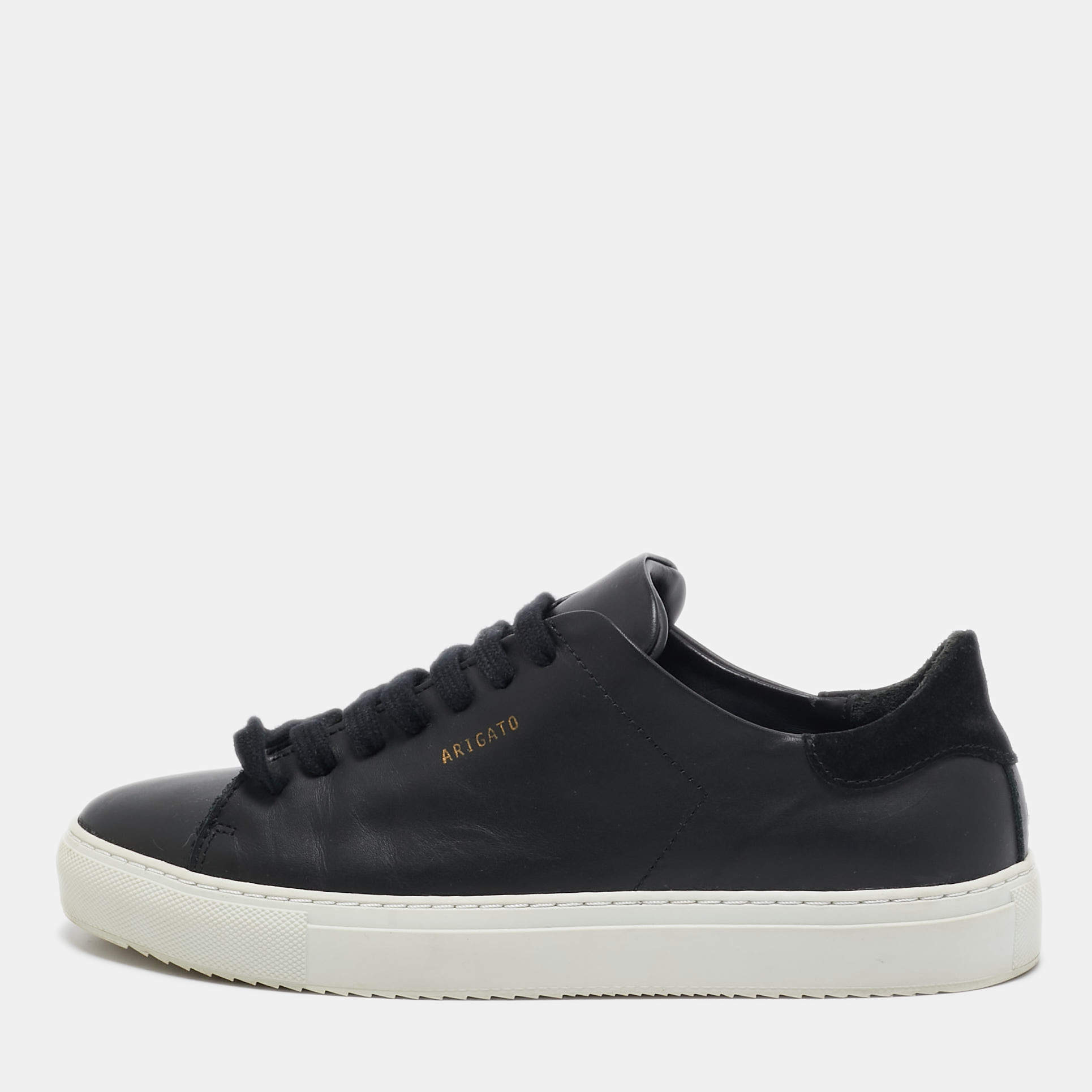 Axel Arigato Black Leather and Suede Lace Up Sneakers Size 38