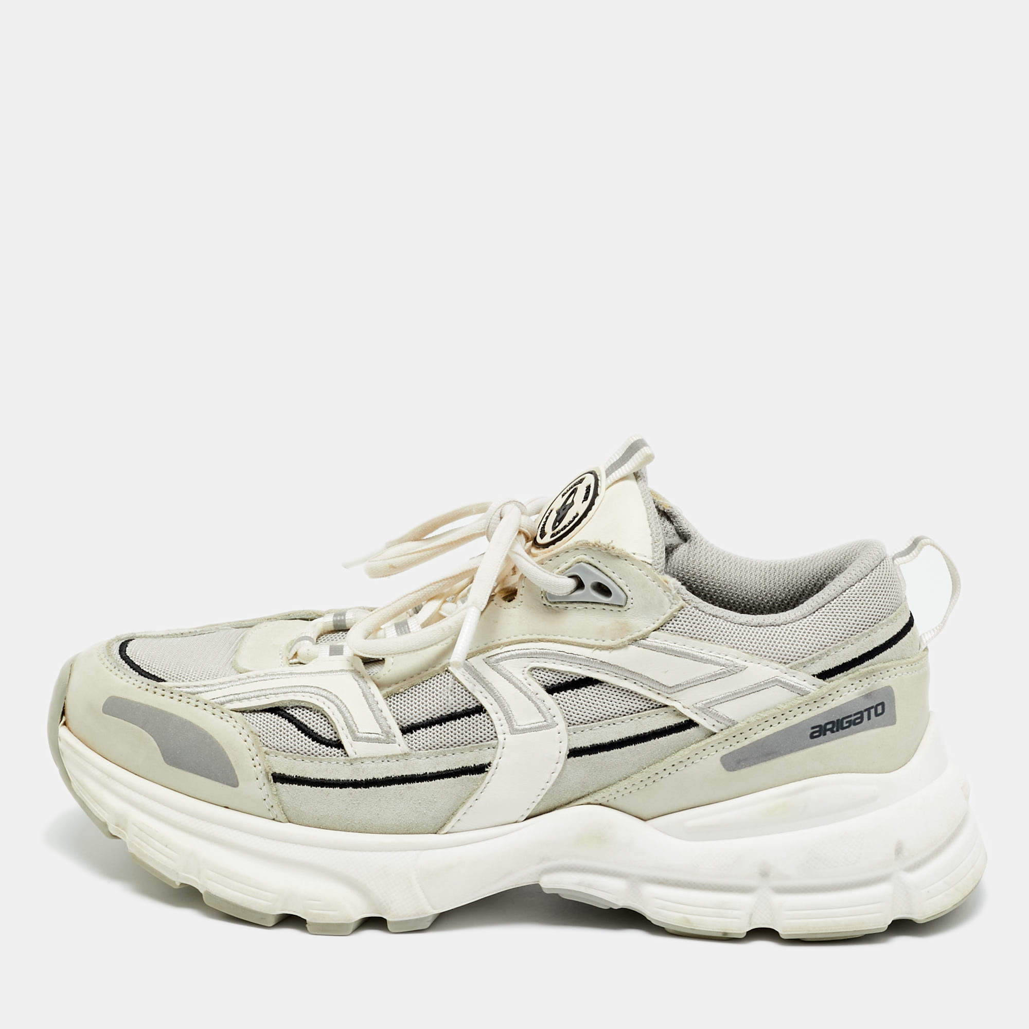 Pre Owned Axel Arigato Tricolor Mesh and Nubuck Leather Marathon Runner Lace Up Sneakers Size 38