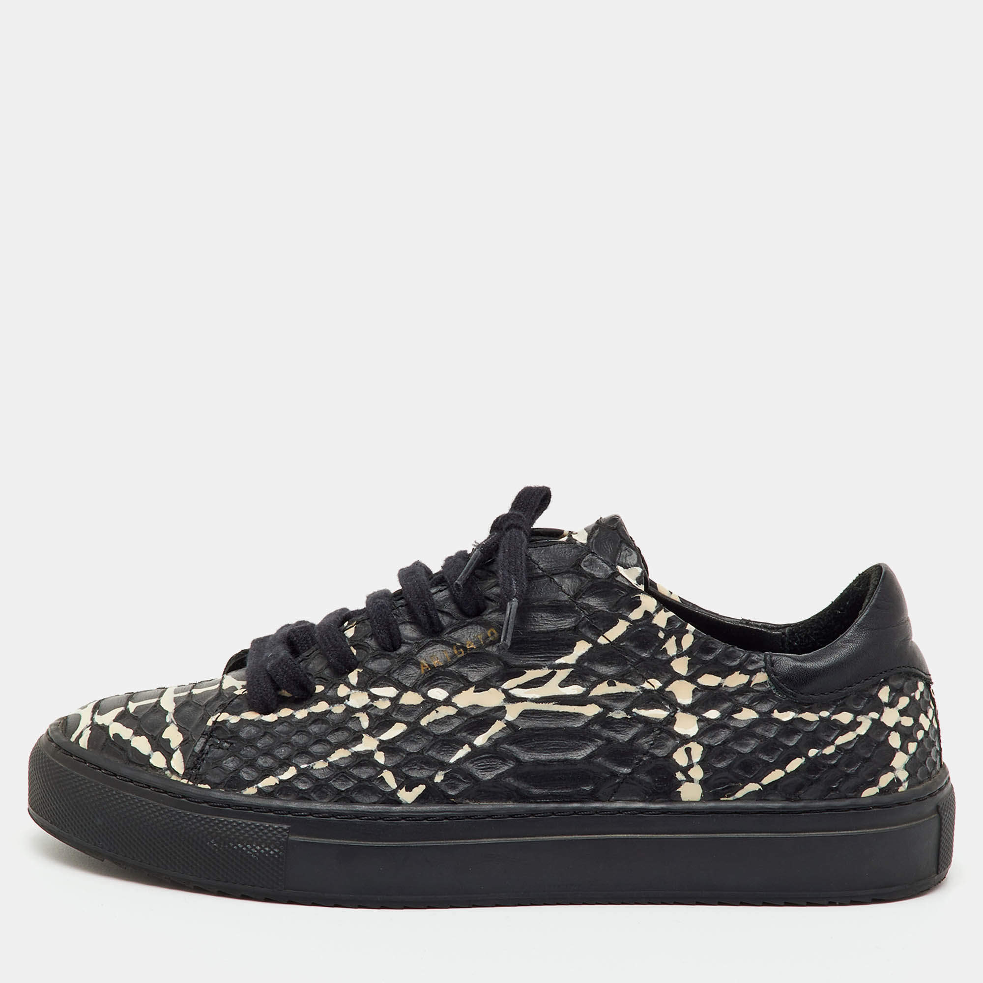 Pre Owned Axel Arigato Black Python Embossed Leather Clean 90 Low Top Sneakers Size 36