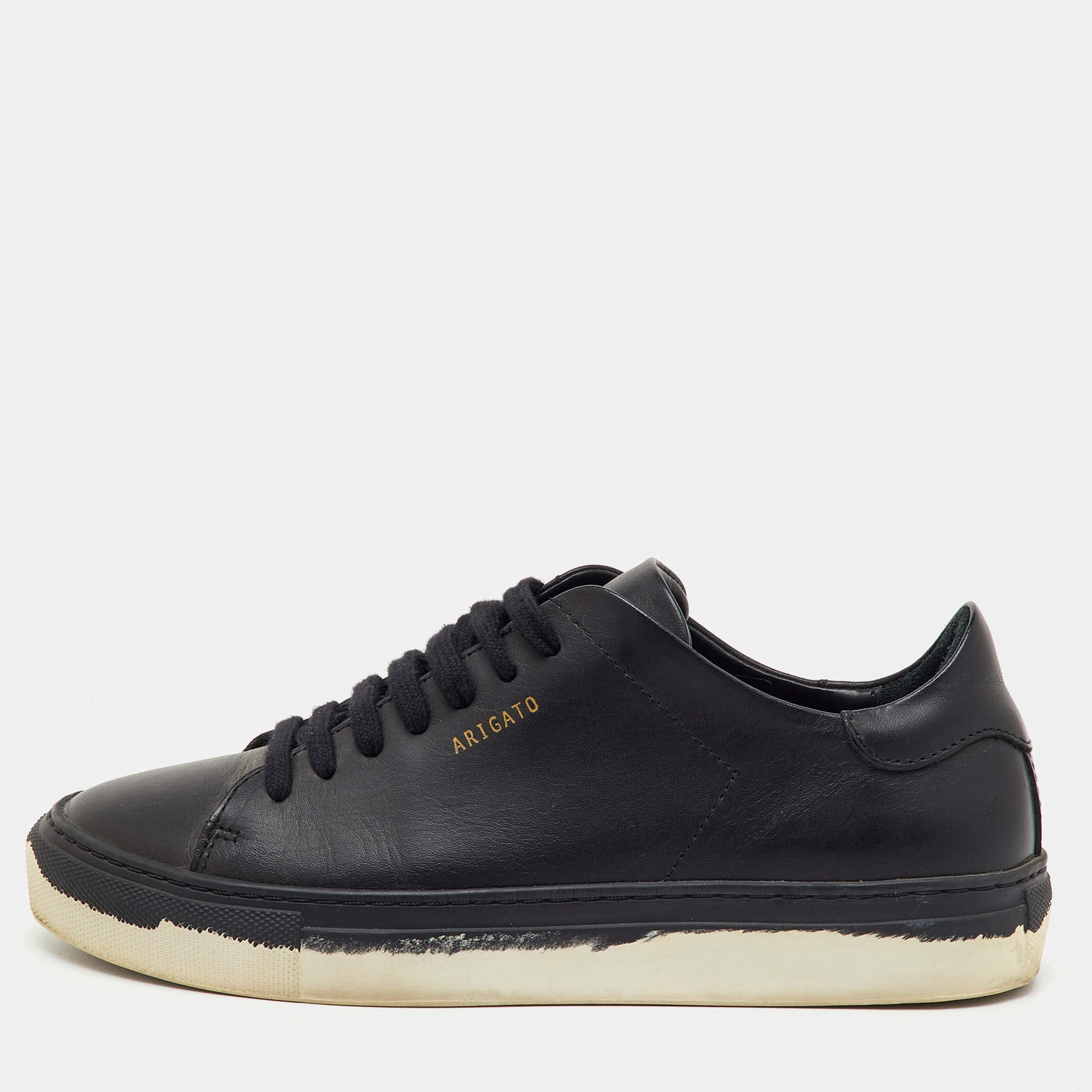 Pre Owned Axel Arigato Black Leather Clean 90 Low Top Sneakers Size 36