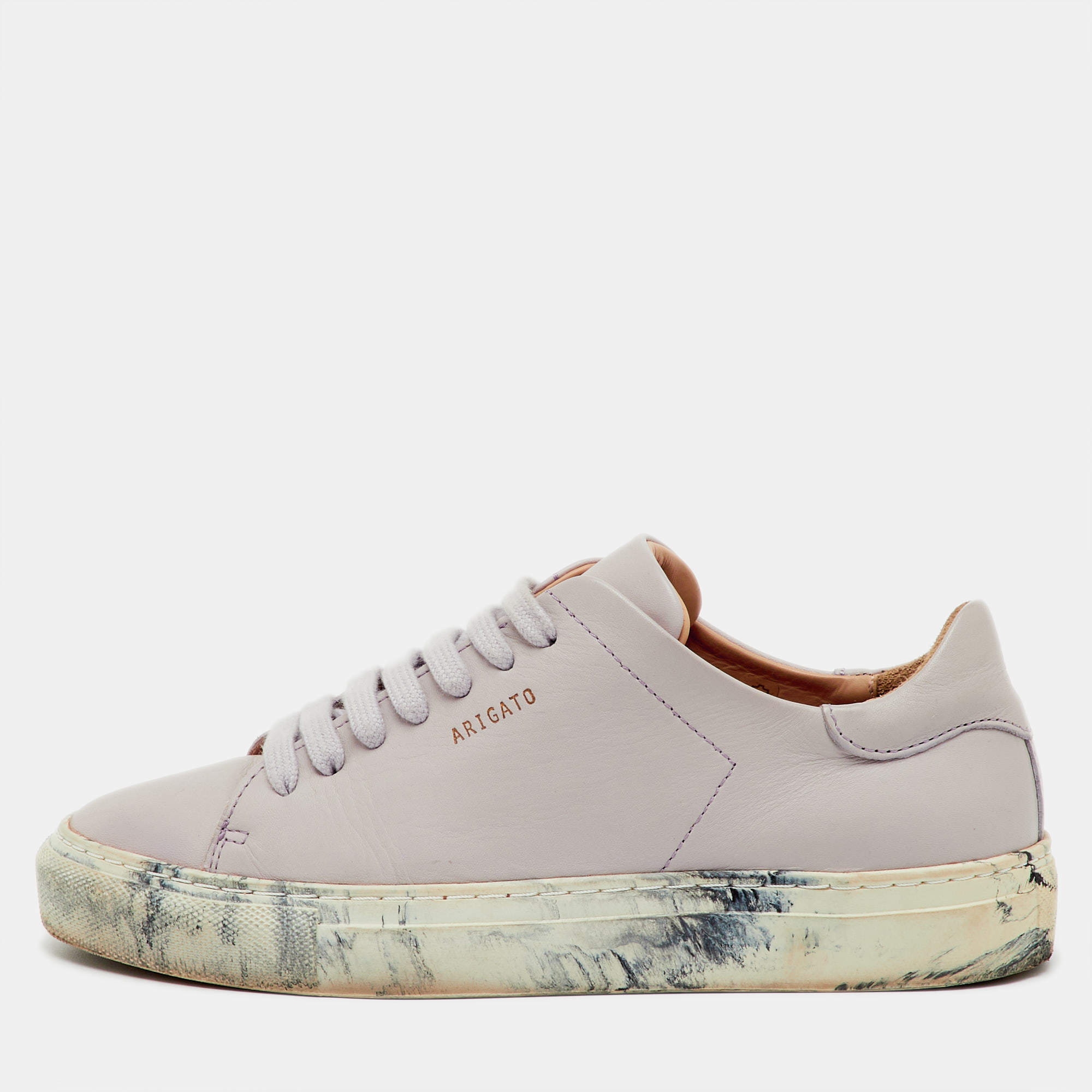 Pre Owned Axel Arigato Lilac Leather Clean 90 Low Top Sneakers Size 36
