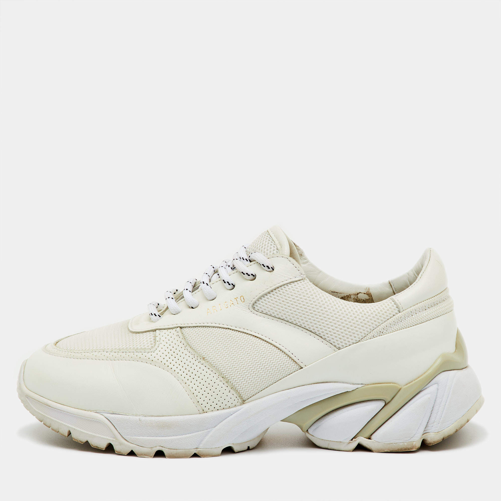 Pre Owned Axel Arigato White Leather and Mesh Marathon Runner Sneakers Size 37