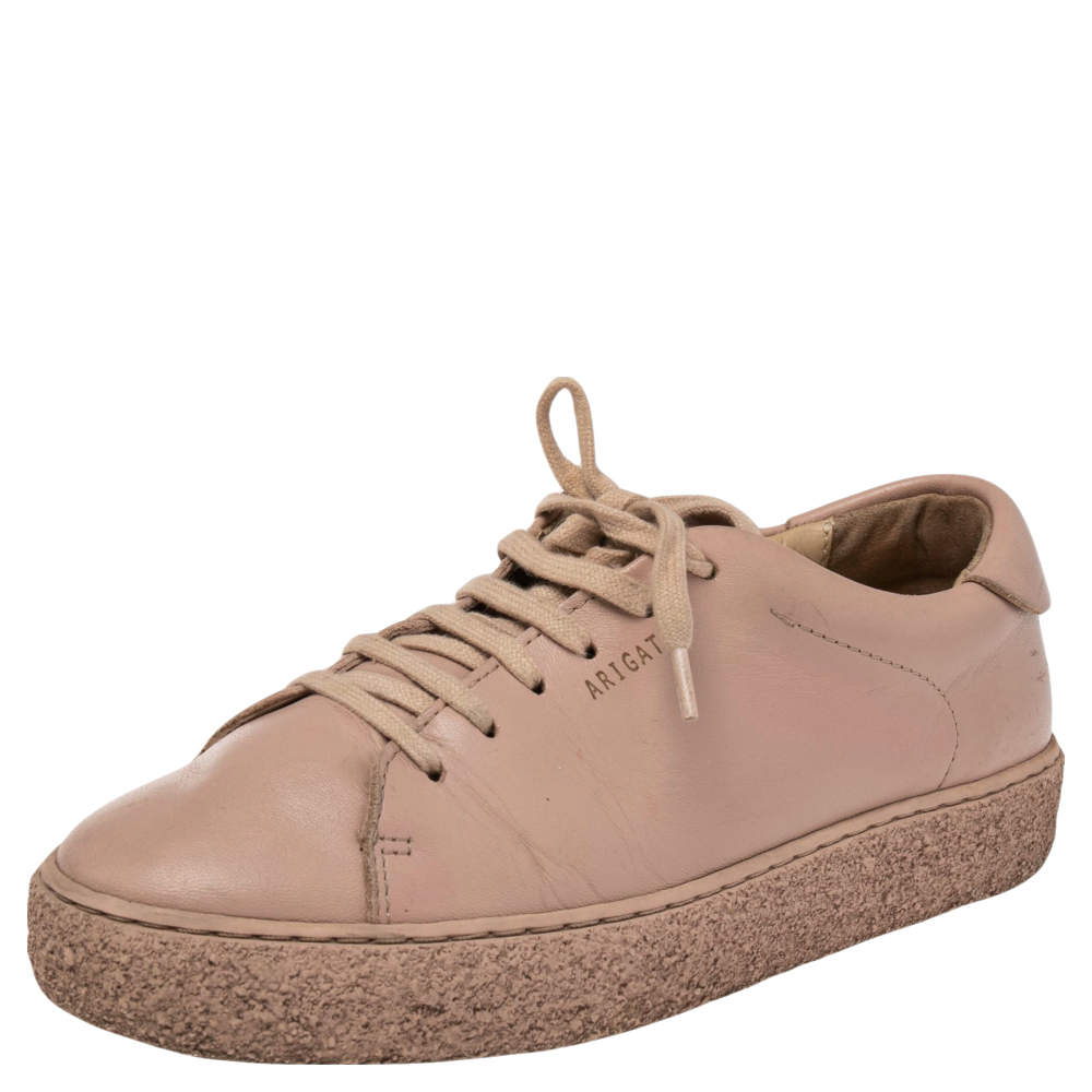 Pre Owned Axel Arigato Pink Leather Lace Up Sneakers Size 37