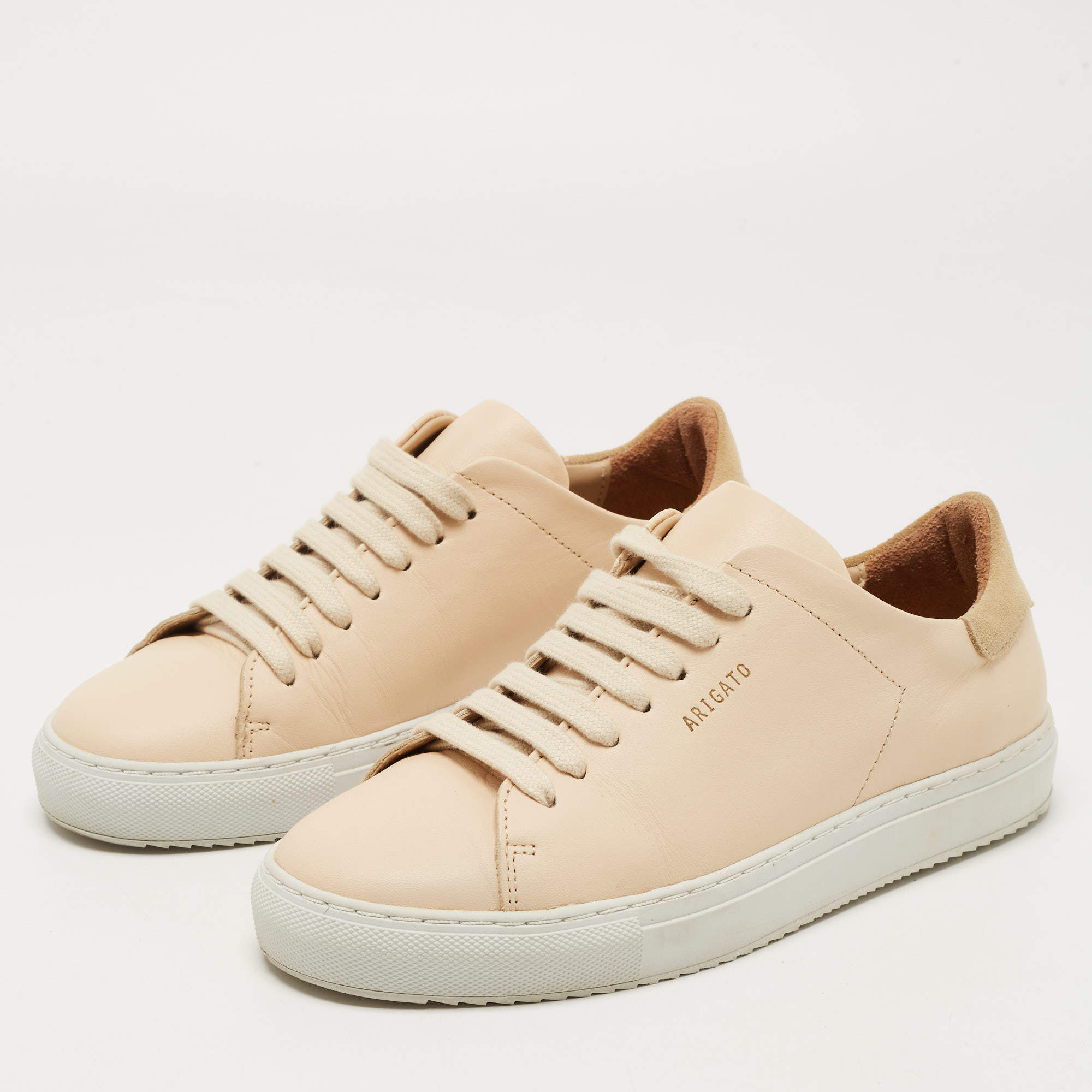 Axel Arigato Beige Leather and Suede Low Top Sneakers Size 35