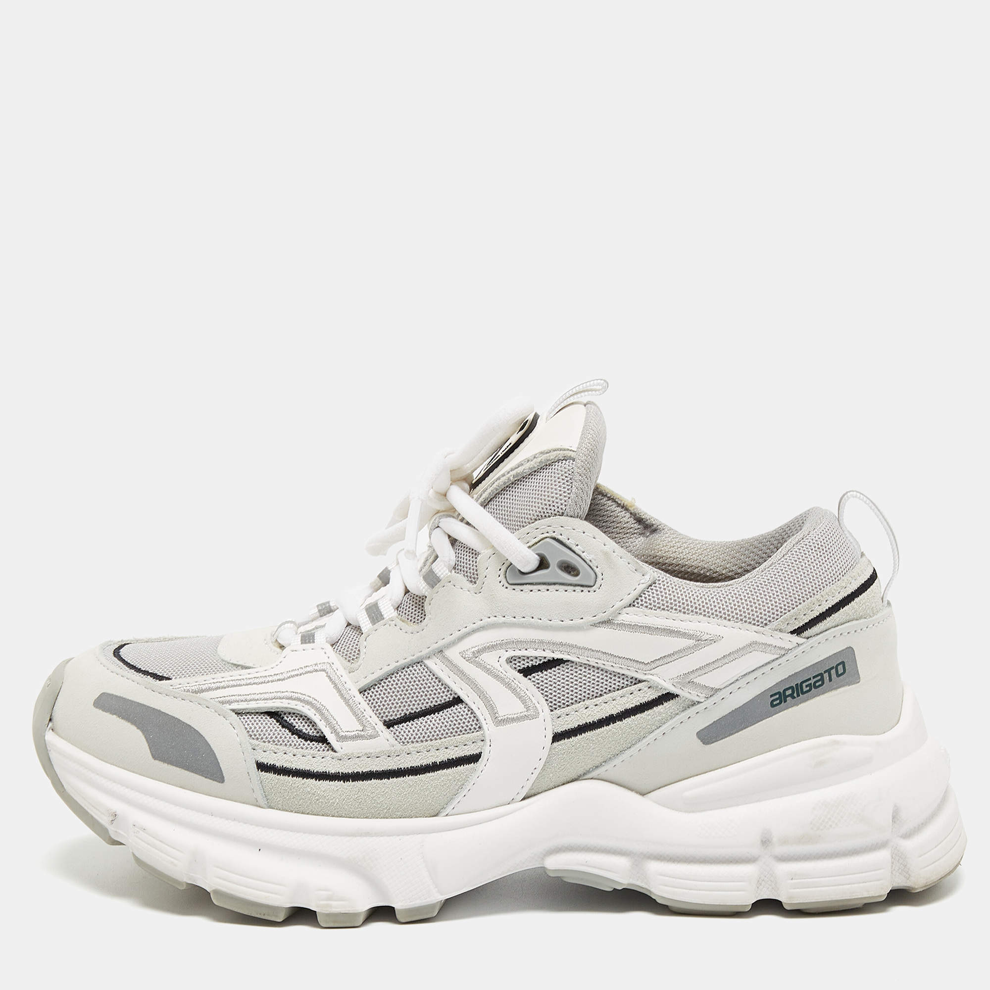 Axel Arigato Grey Mesh and Leather Low Top Sneakers Size 35