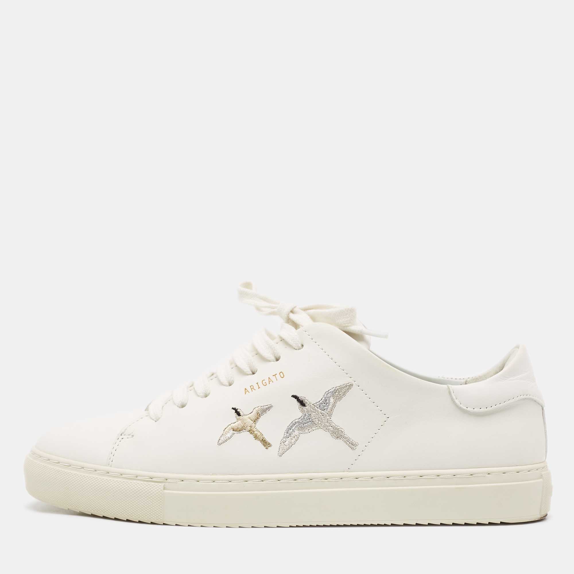 Axel Arigato White Leather 90 Bird Low Top Sneakers Size 42